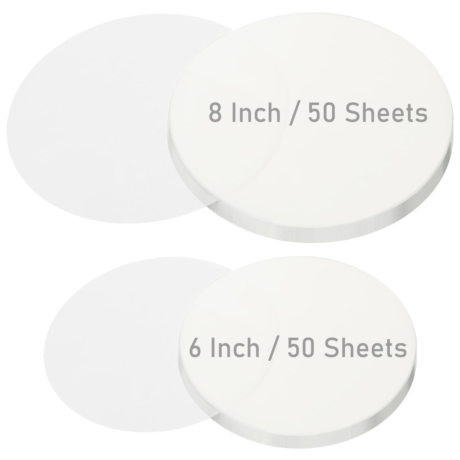 8 Inch/6 Inch Parchment Paper Sheets, 100 Sheets 6 inches / 8 inches, White