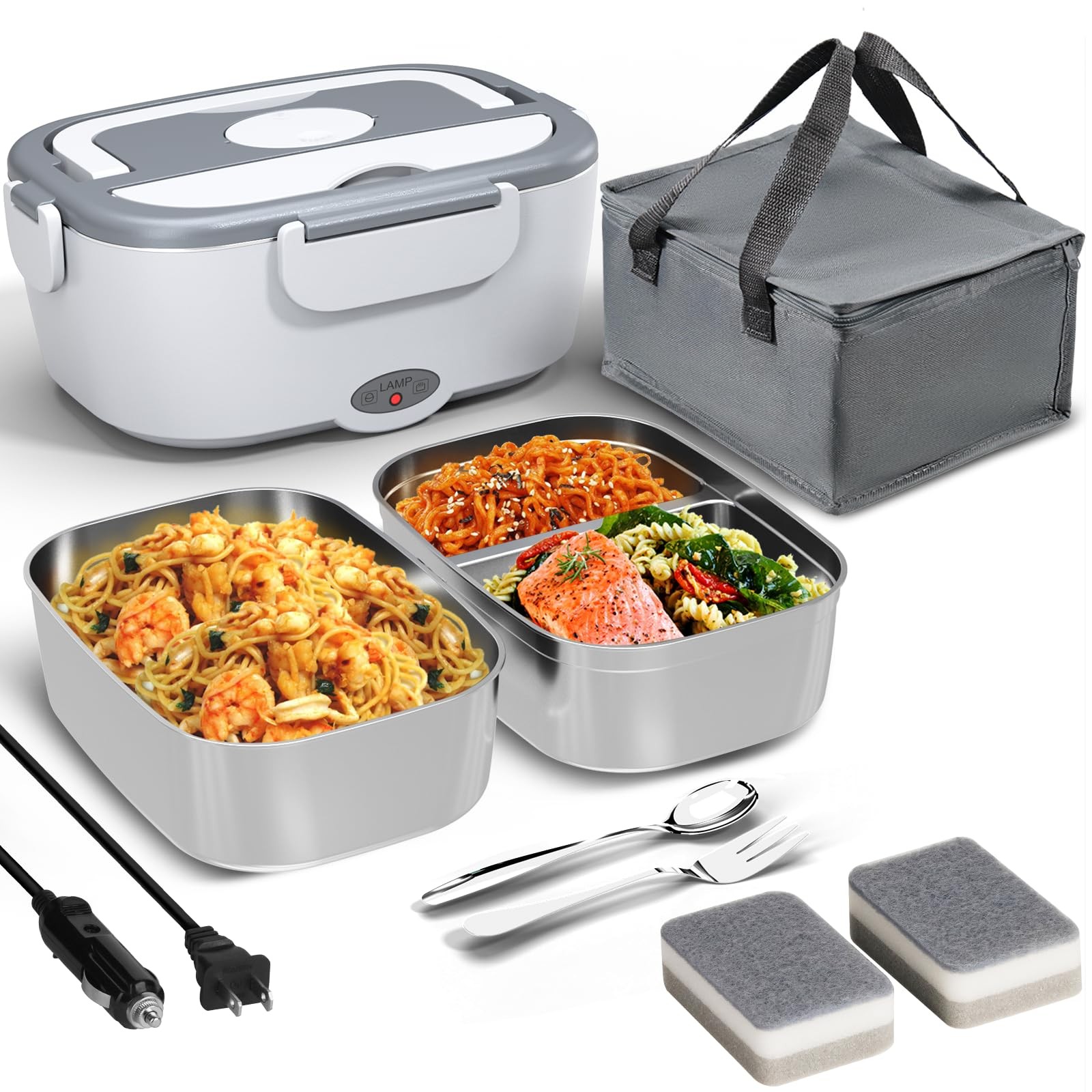 Sitlais Electric Lunch Box for Adults – Fast Heating Portable Food White