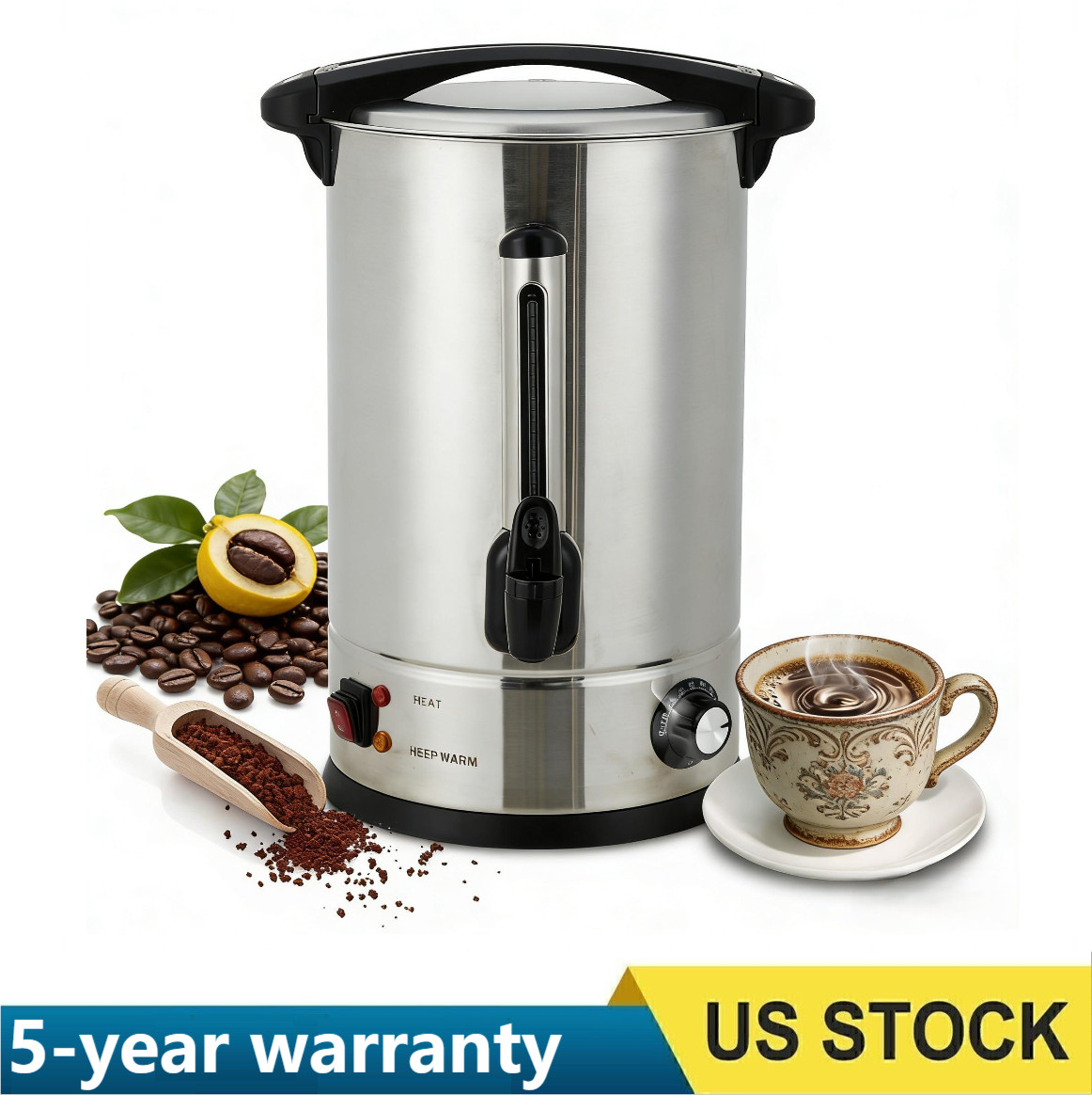 14 L/100 Cups Coffee Urn, Commerical Coffee Maker Large Percolator Pot Dispenser