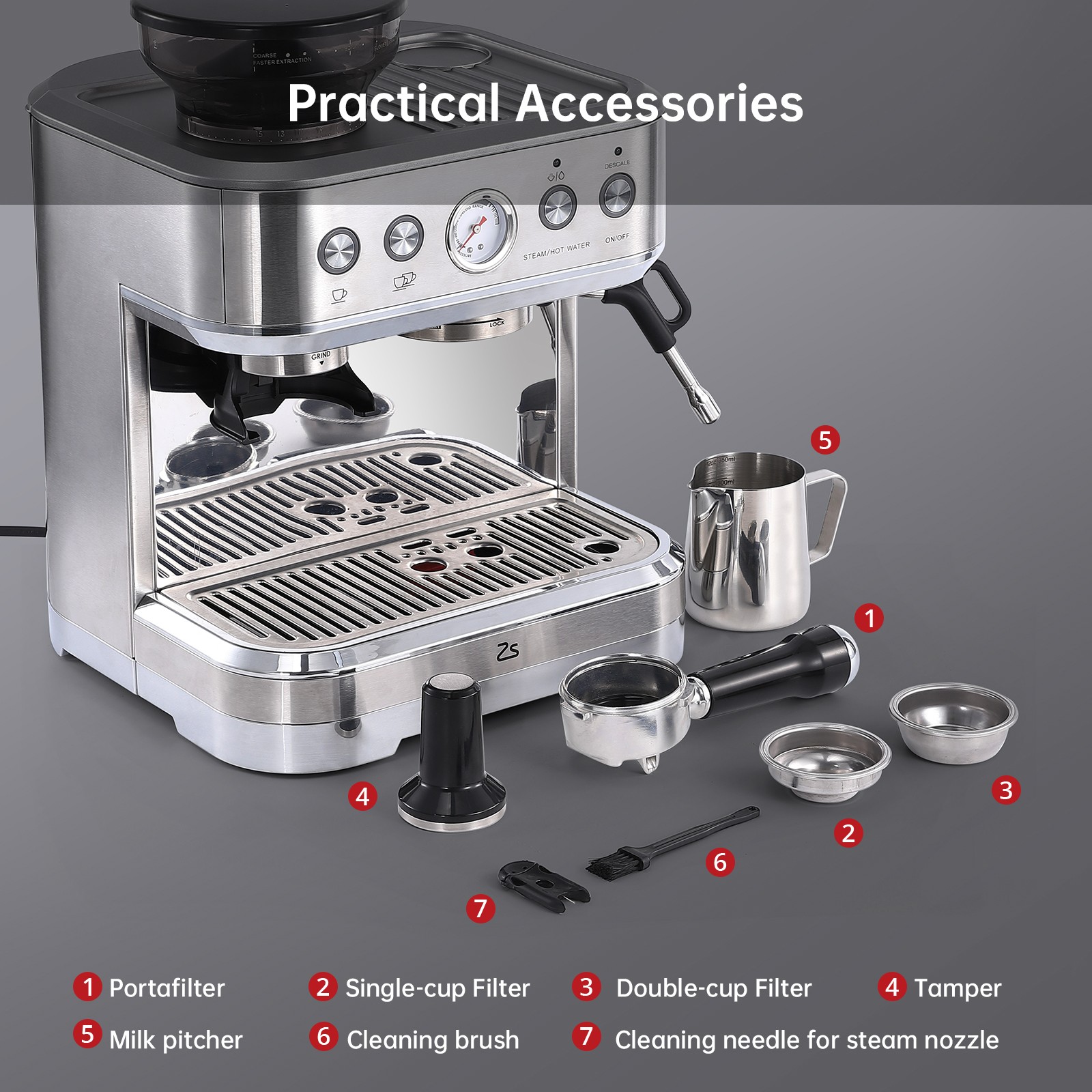 15Bar Espresso Machine 85oz Tank Milk Frother for Perfect Lattes & Cappuccinos