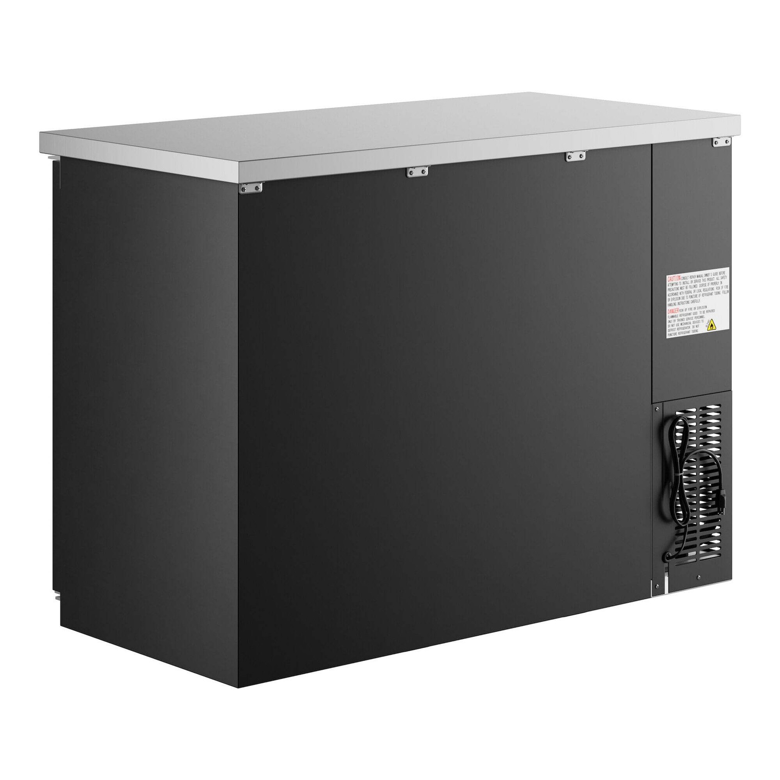 48″ Black Counter Height Narrow Solid Door Back Bar Refrigerator with LED Lighti