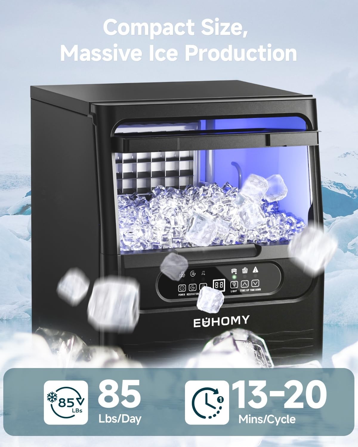 Under Counter Ice Maker Machine with 12 lbs Storage – Perfect for Home/Bar/Cafe