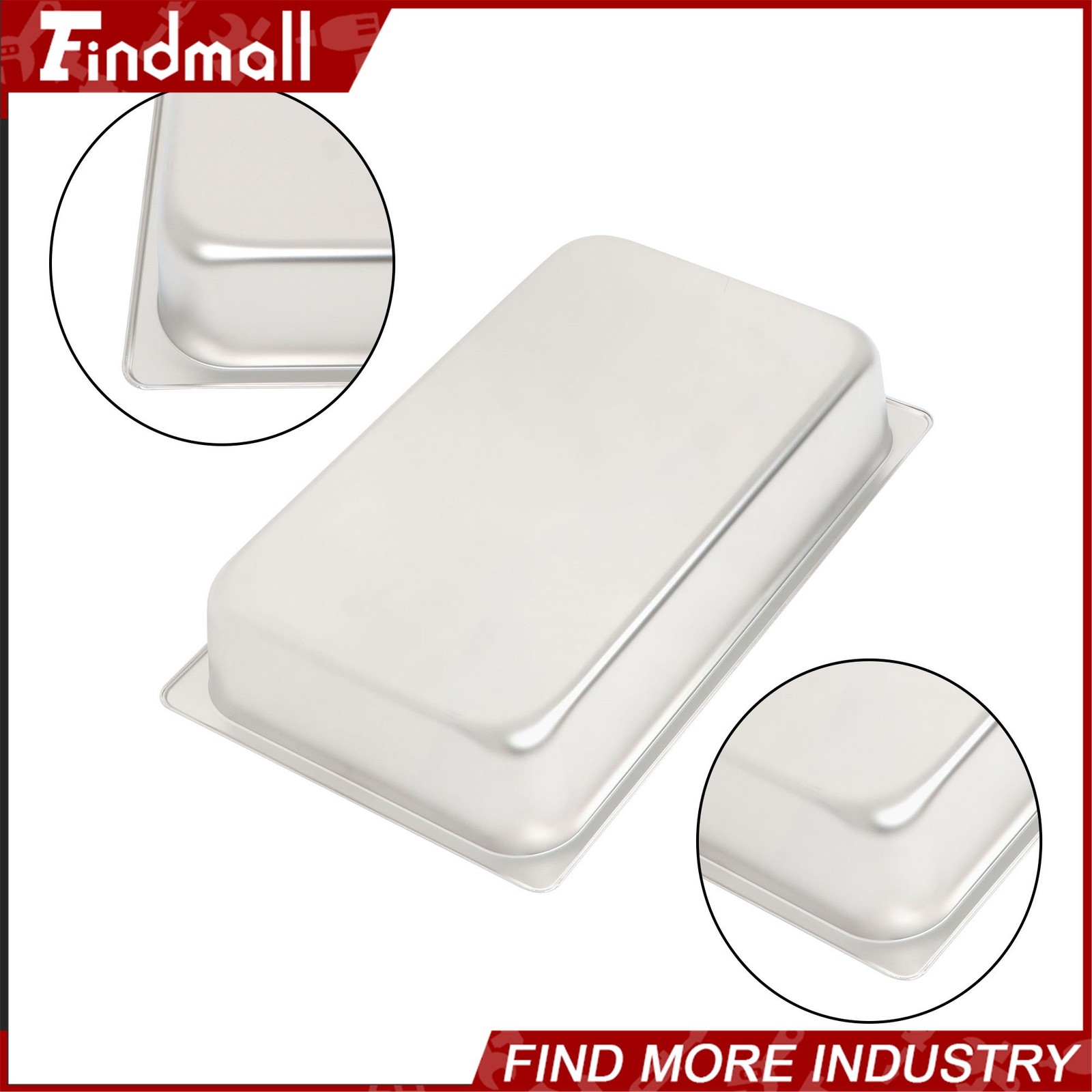 Findmall 2 Pack Stainless Steam Hotel Pan with Lid, 1/1 Size X 4 Inch Deep Steam