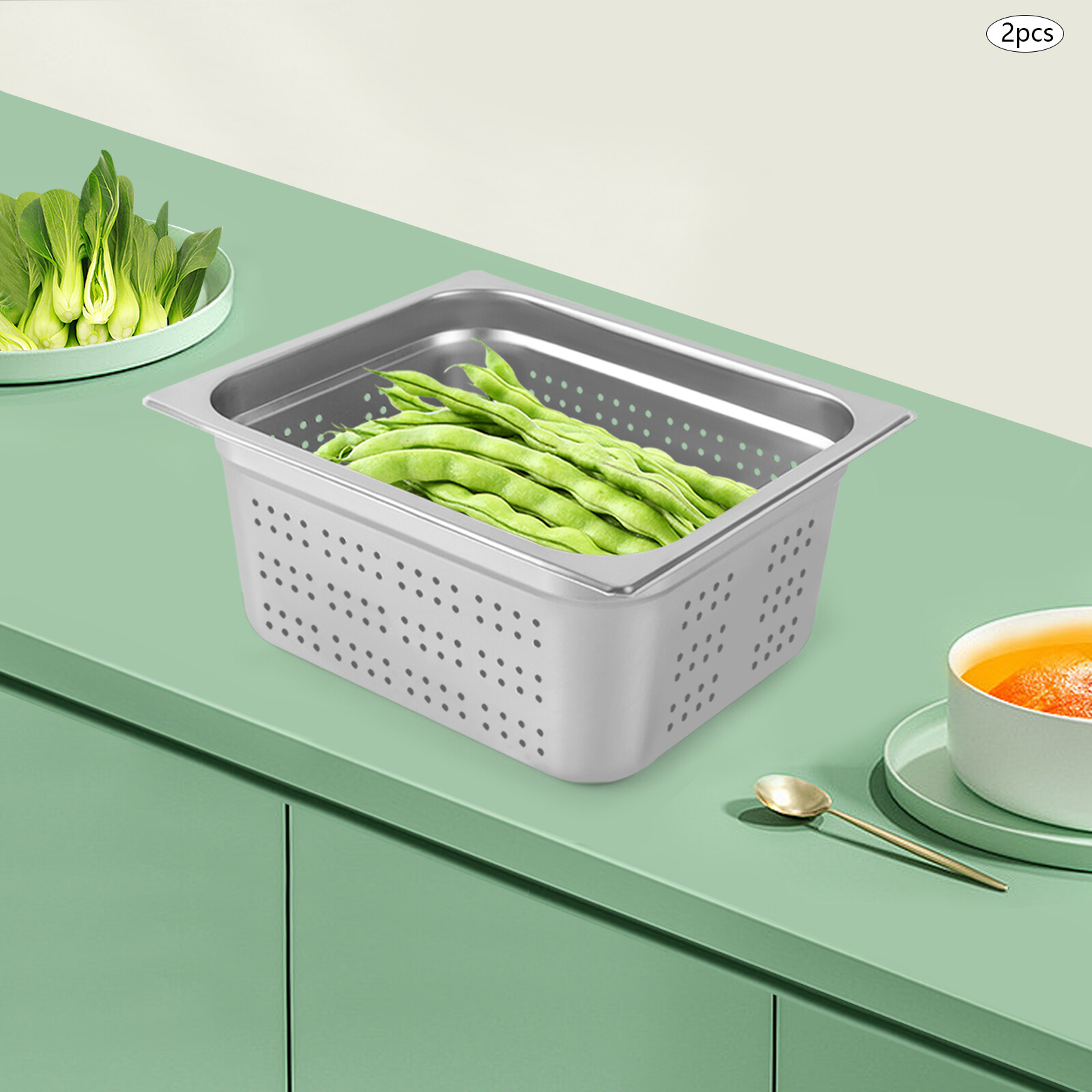 NEW!1/2-Size Perforated Stainless Steel Steam Table Food Pan 6″ Deep Hotel Pan