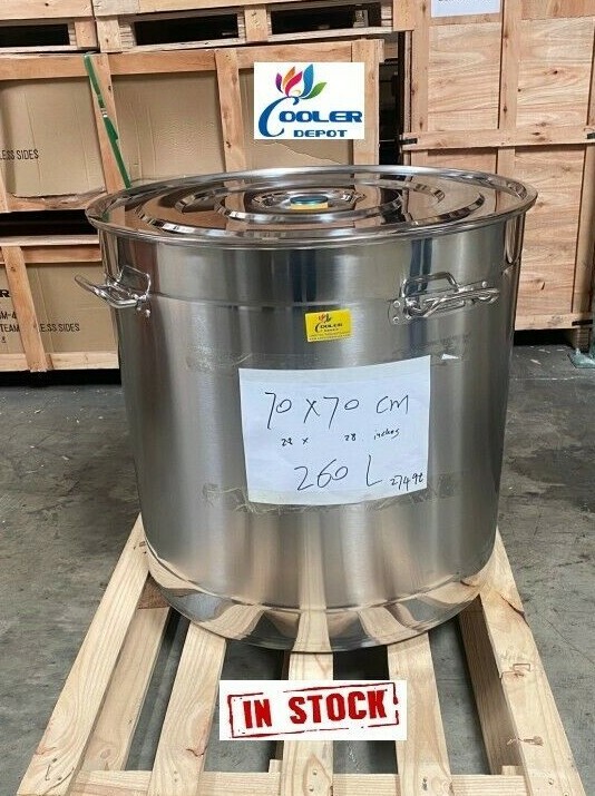 NEW Large 274 Quart Polished Stainless Steel Stock Pot Brewing Kettle with Lid