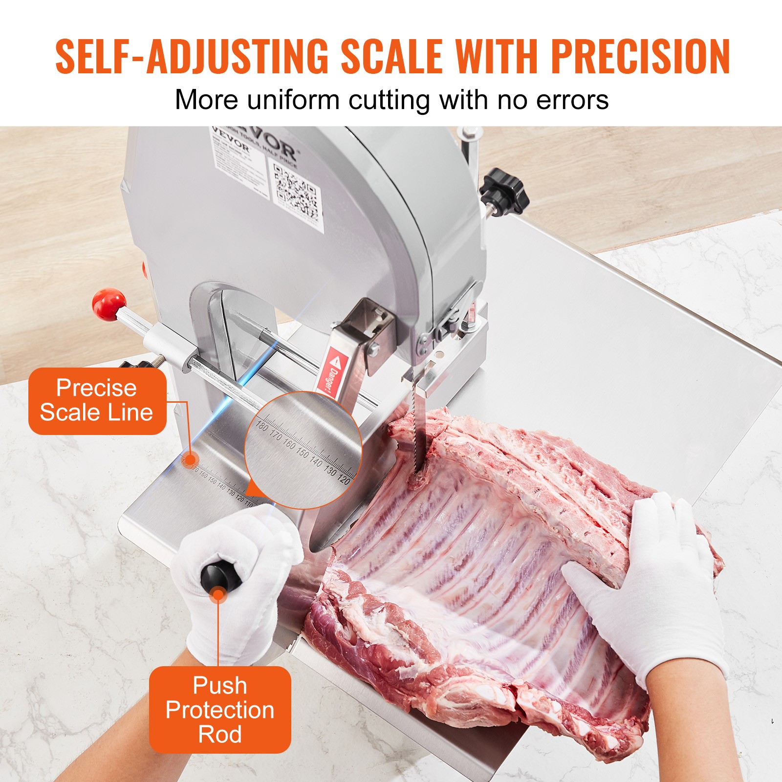 VEVOR 1500W Commercial Electric Meat Bandsaw Stainless Steel Bone Sawing Machine