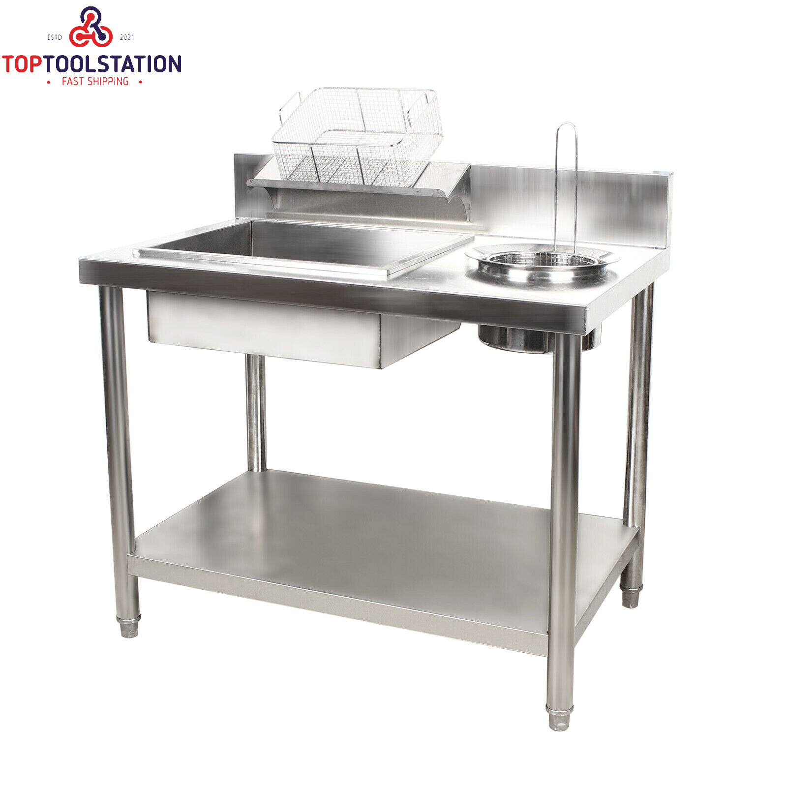 Breading Table Fried Chicken Station Kitchen Stainless Steel Prepare Workdesk