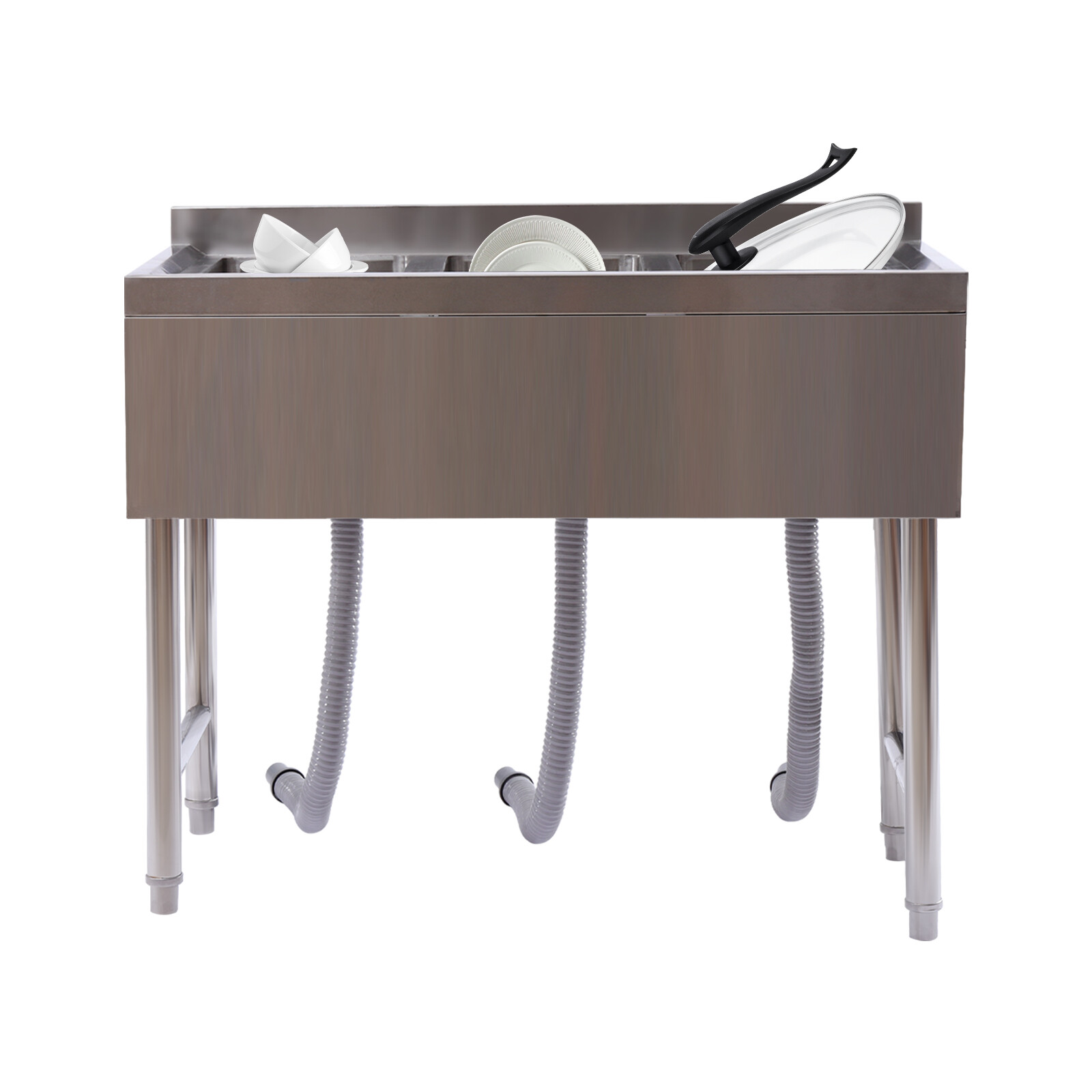 Three 3 Compartment Stainless Steel Commercial Kitchen Restaurant Bar Sink