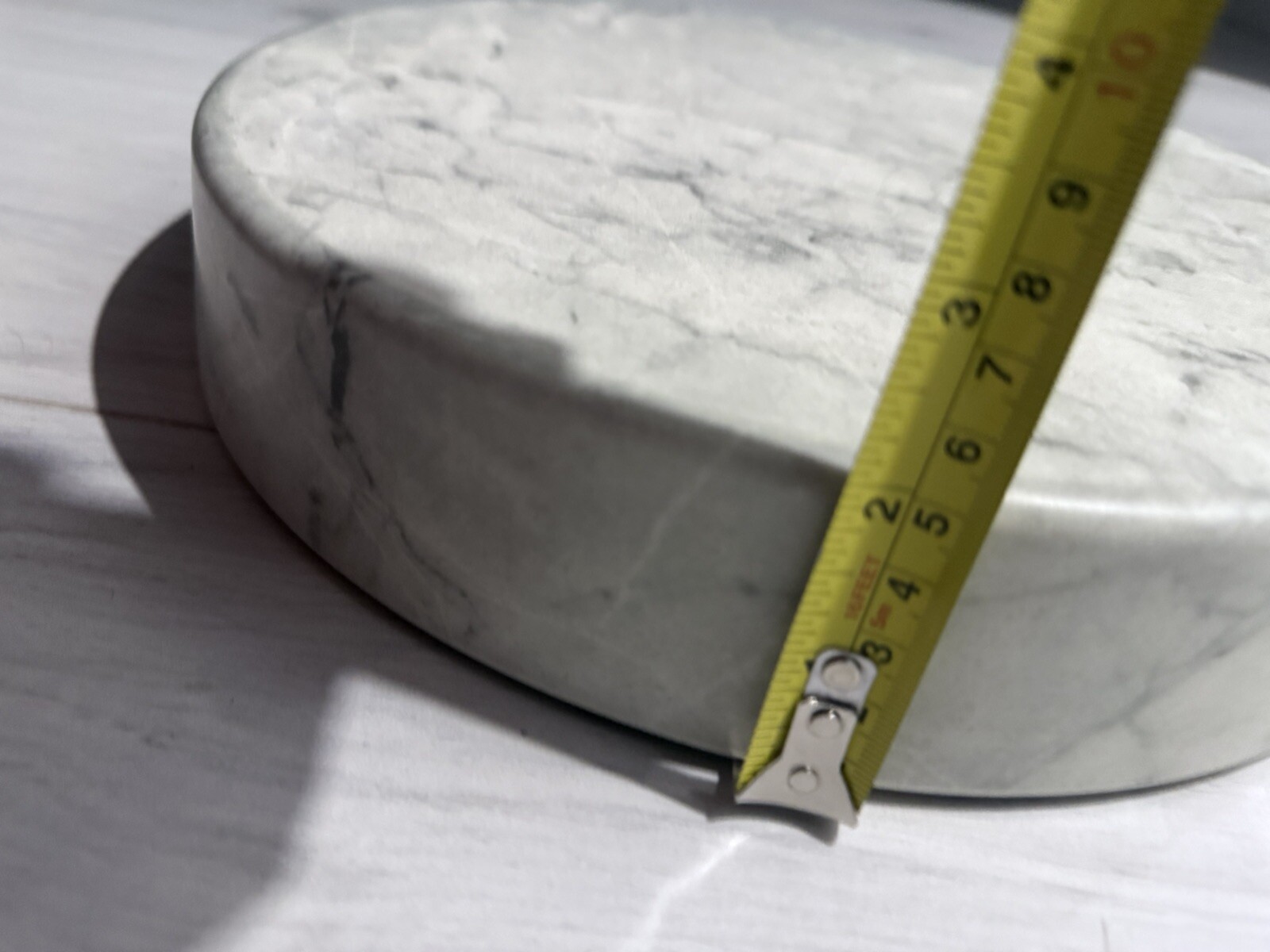 2- HUBERT Round Marble Look Display Riser White – 12″Dia x 2″H