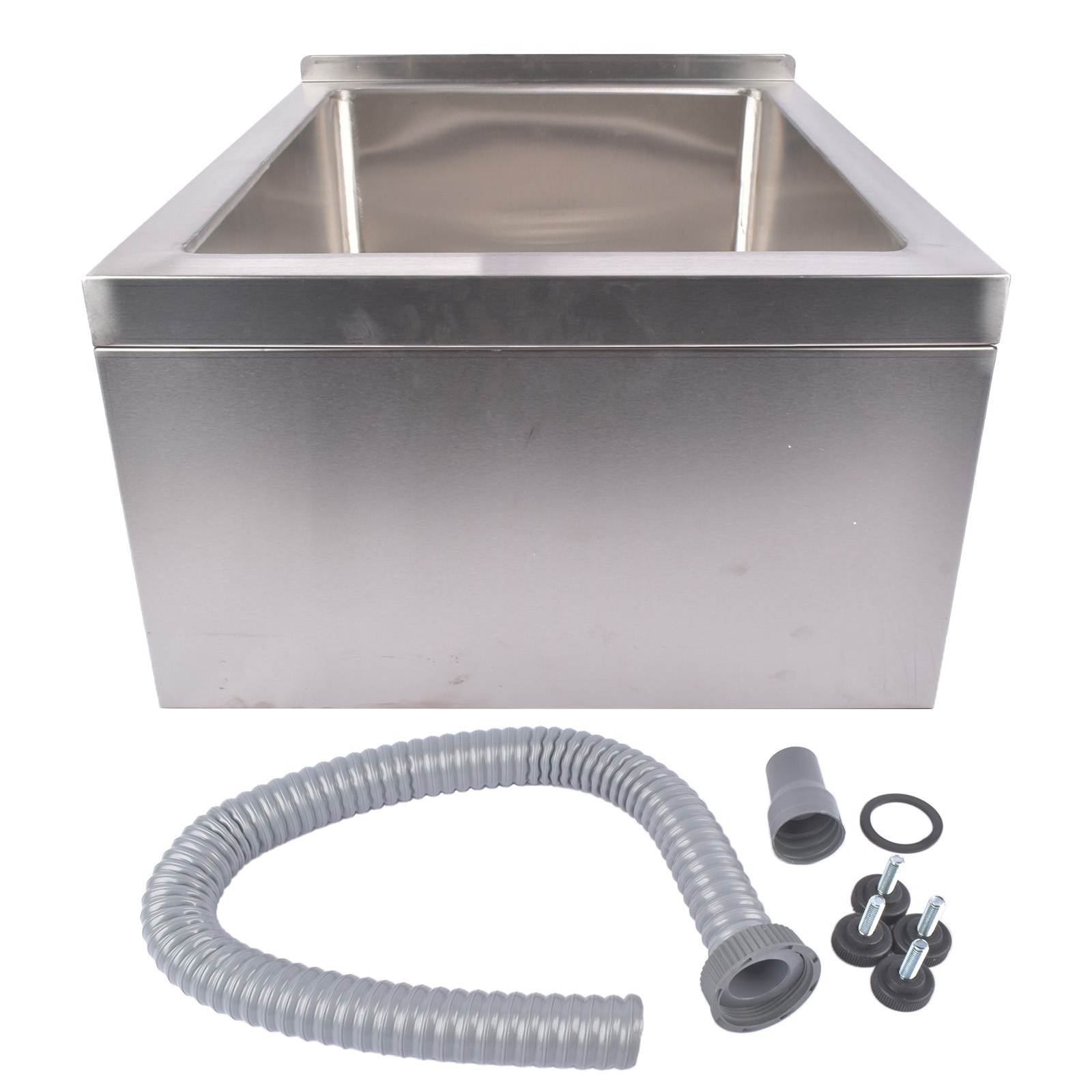 Commercial Mop Sink Stainless Steel Floor Mop Sink Rectangular Deep Basin Silver