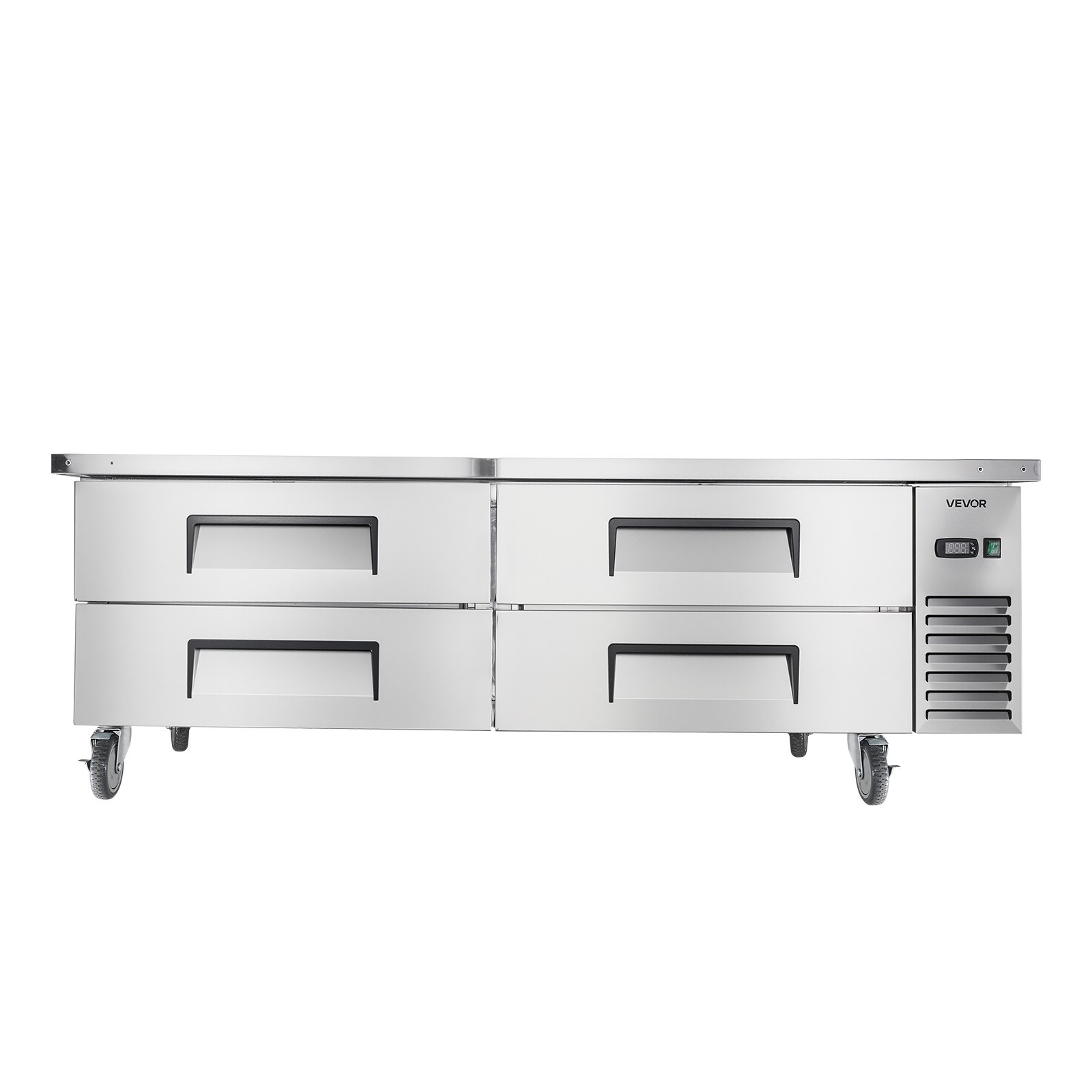 VEVOR Commercial Chef Base Refrigerator Kitchen Prep Worktable 72 in Four Drawer