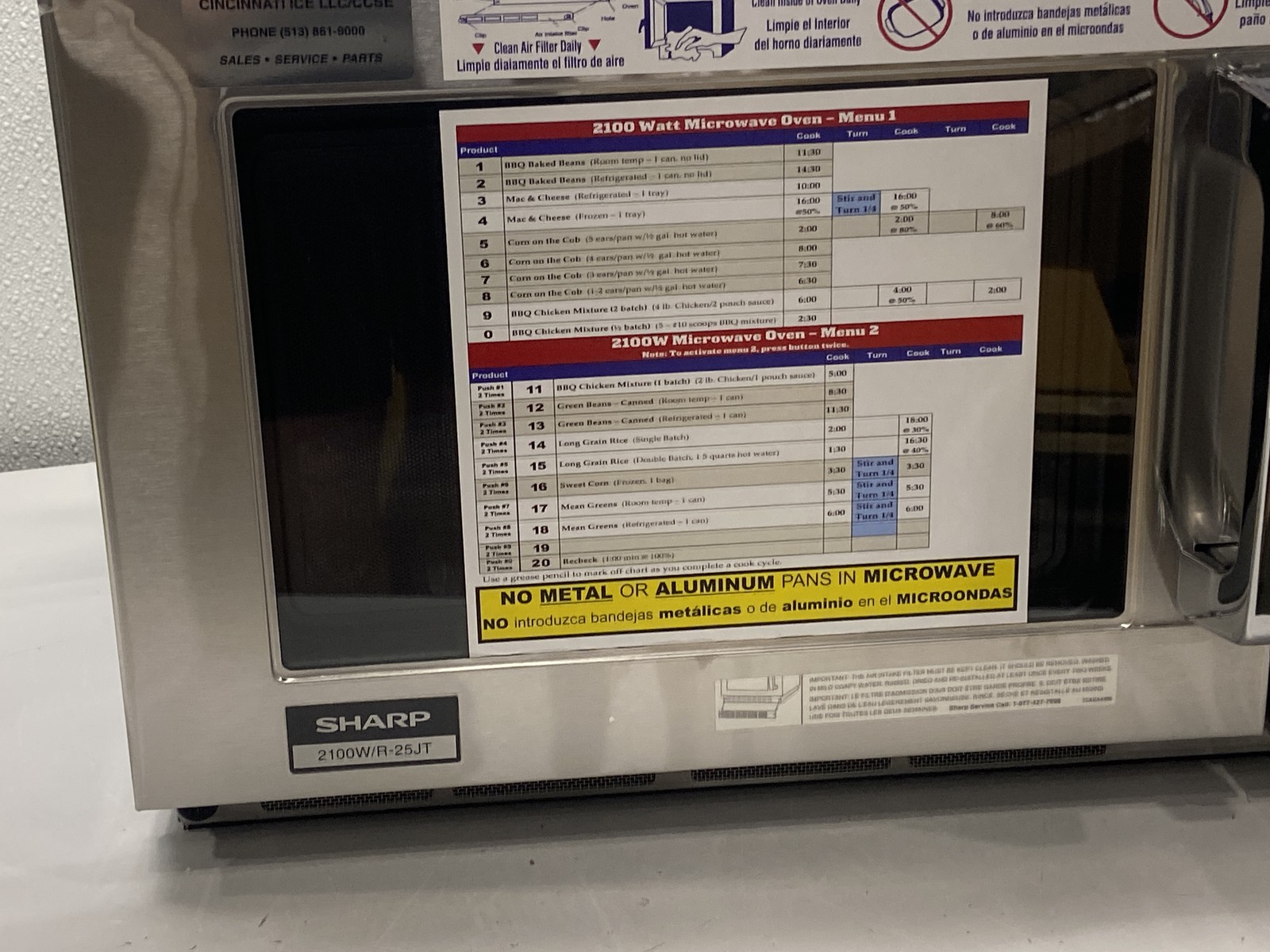 Sharp R25JT Commercial Microwave Oven 2100W Heavy Duty 0.75 Cu Ft
