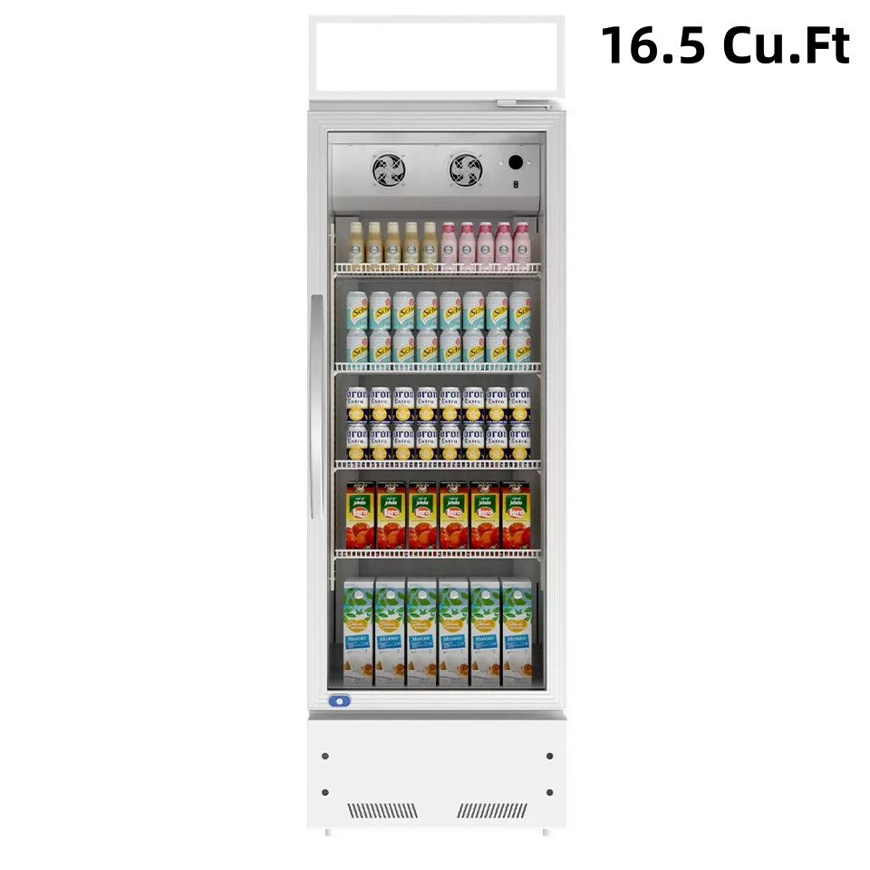 Merchandiser Refrigerator 16.5 Cu.Ft Commercial Display Refrigerator Glass Door