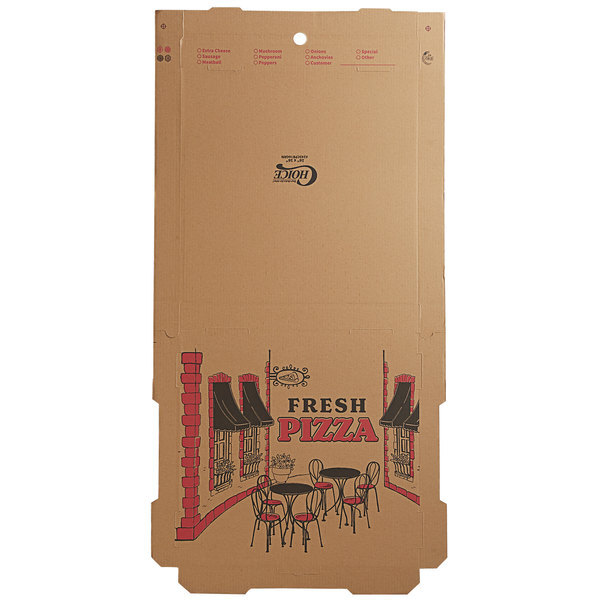 16″ x 16″ Brown Kraft Single Wall Corrugated B Flute Printed Pizza Box (50 Pack)