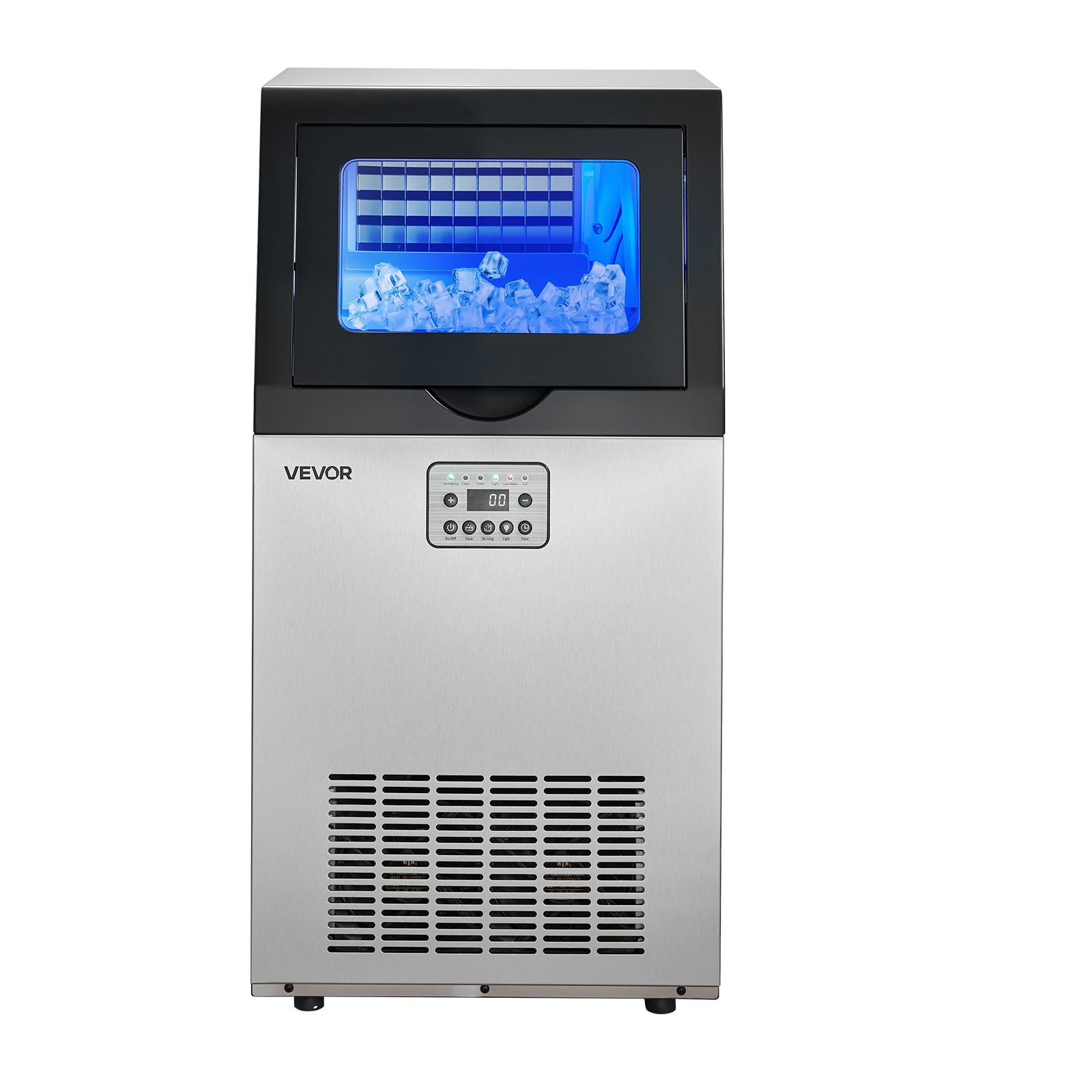 VEVOR Commercial Ice Maker 100 lbs/24h Ice Machine 30 lbs Storage Bar Restaurant