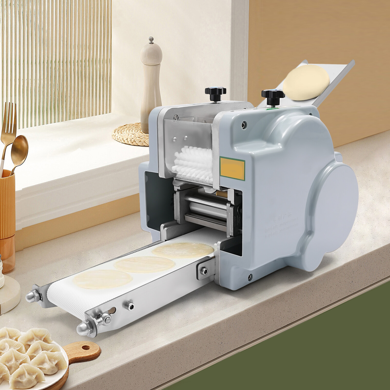 Automatic Dumpling Skin Machine 110V Dumpling Wrapper Maker 60 Pieces/Min Silver