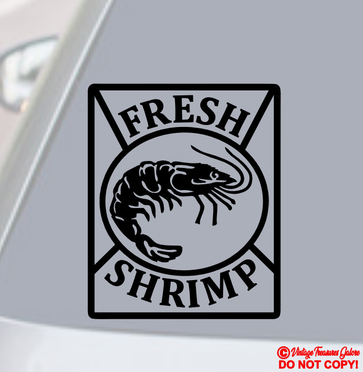 SHRIMP STICKER DECAL FRESH SEAFOOD RESTAURANT WINDOW DOOR TANK LIVE BAIT SHOP