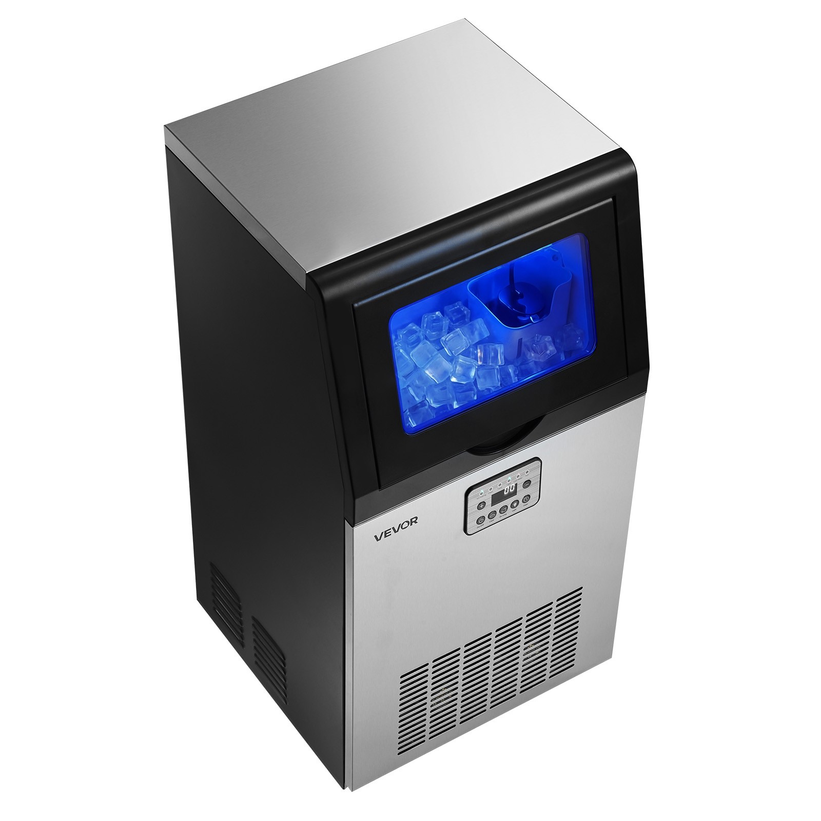 VEVOR Commercial Ice Maker 100 lbs/24h Ice Machine 30 lbs Storage Bar Restaurant