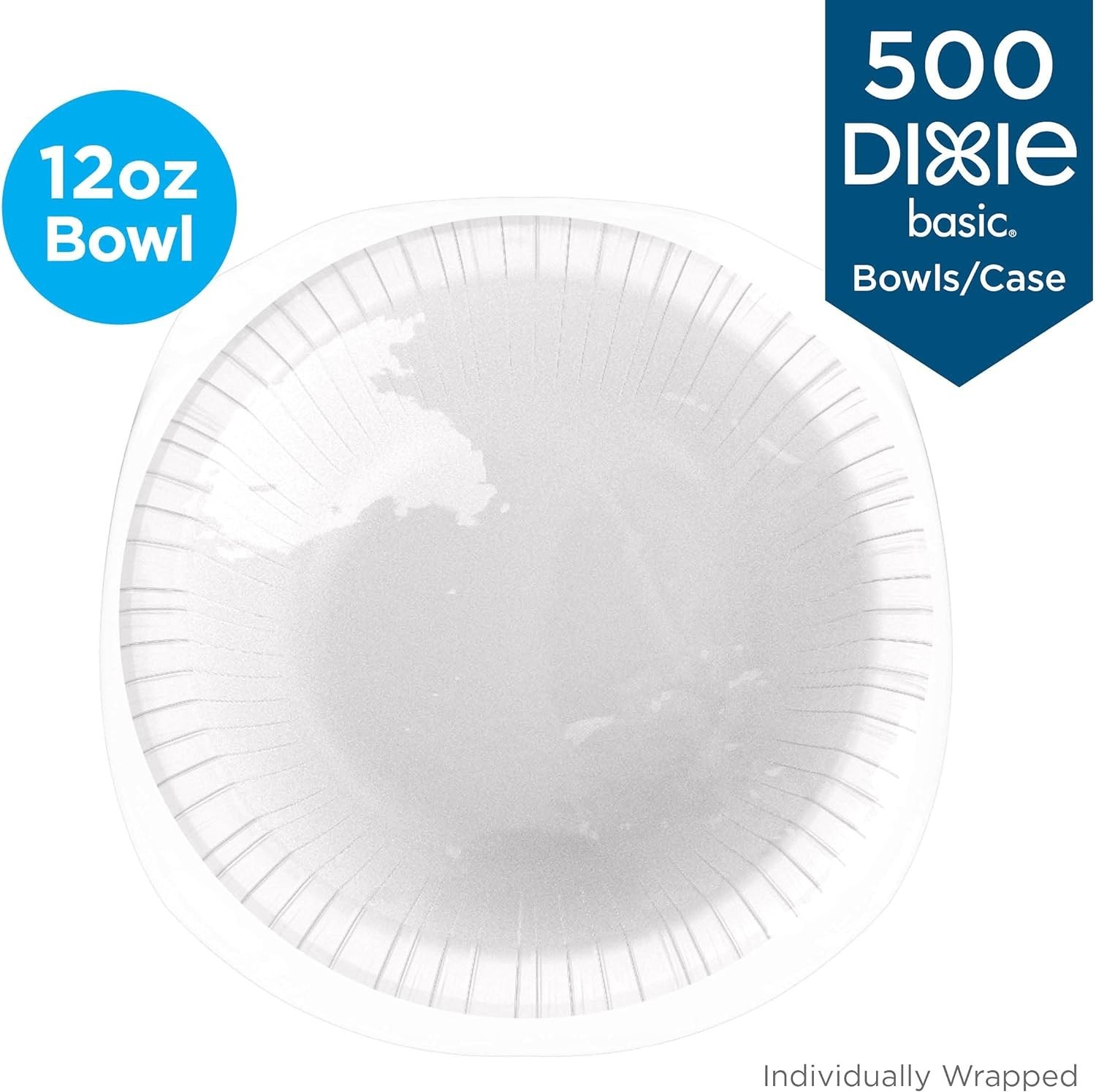 Dixie DBB12WR1 Individually Wrapped 12 oz. Disposable Bowl – White (500/Carton)