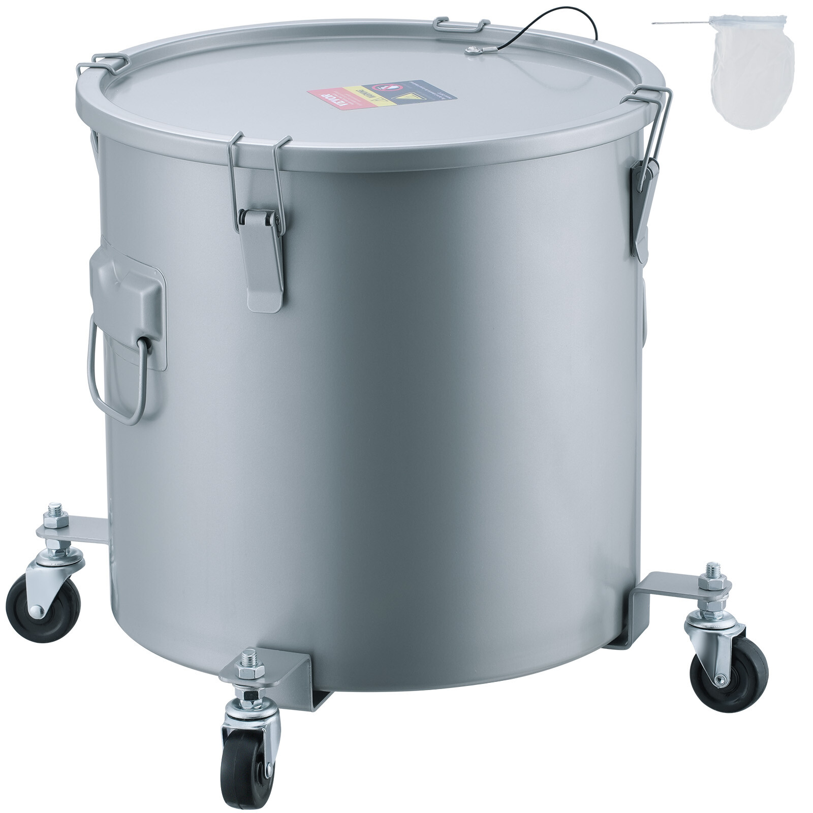 VEVOR Fryer Grease Bucket Oil Disposal Caddy 10 Gal with Casters & Filter Bag