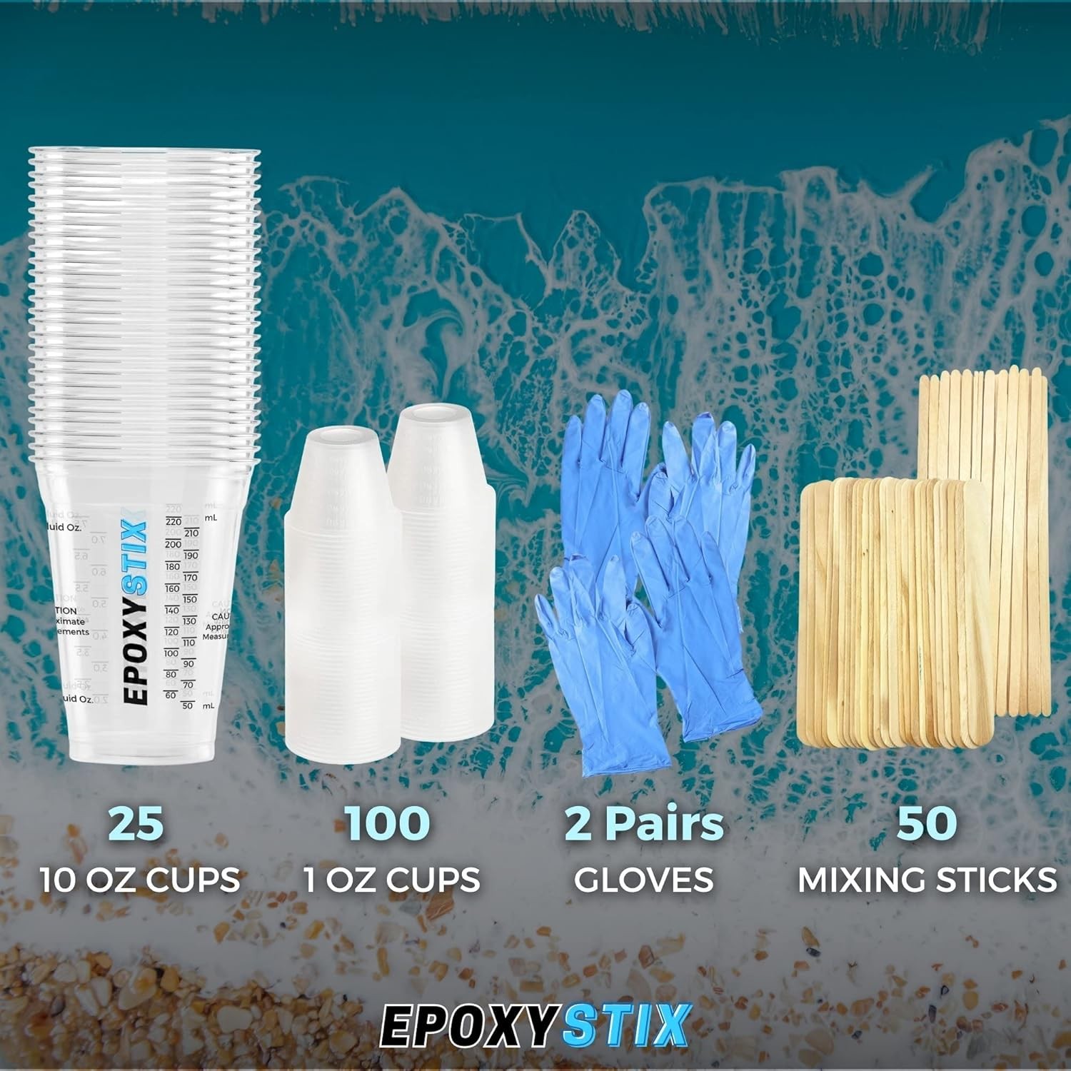 Disposable Measuring Cups Combo Pack for Mixing Epoxy Resin – Pack of 25 Clea…