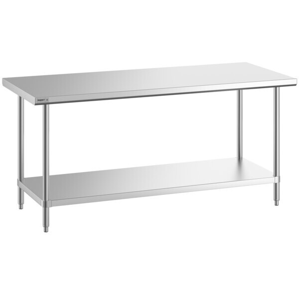 30″W x 72″L 14G Stainless Steel Prep and Work Restaurant Table with Undershelf