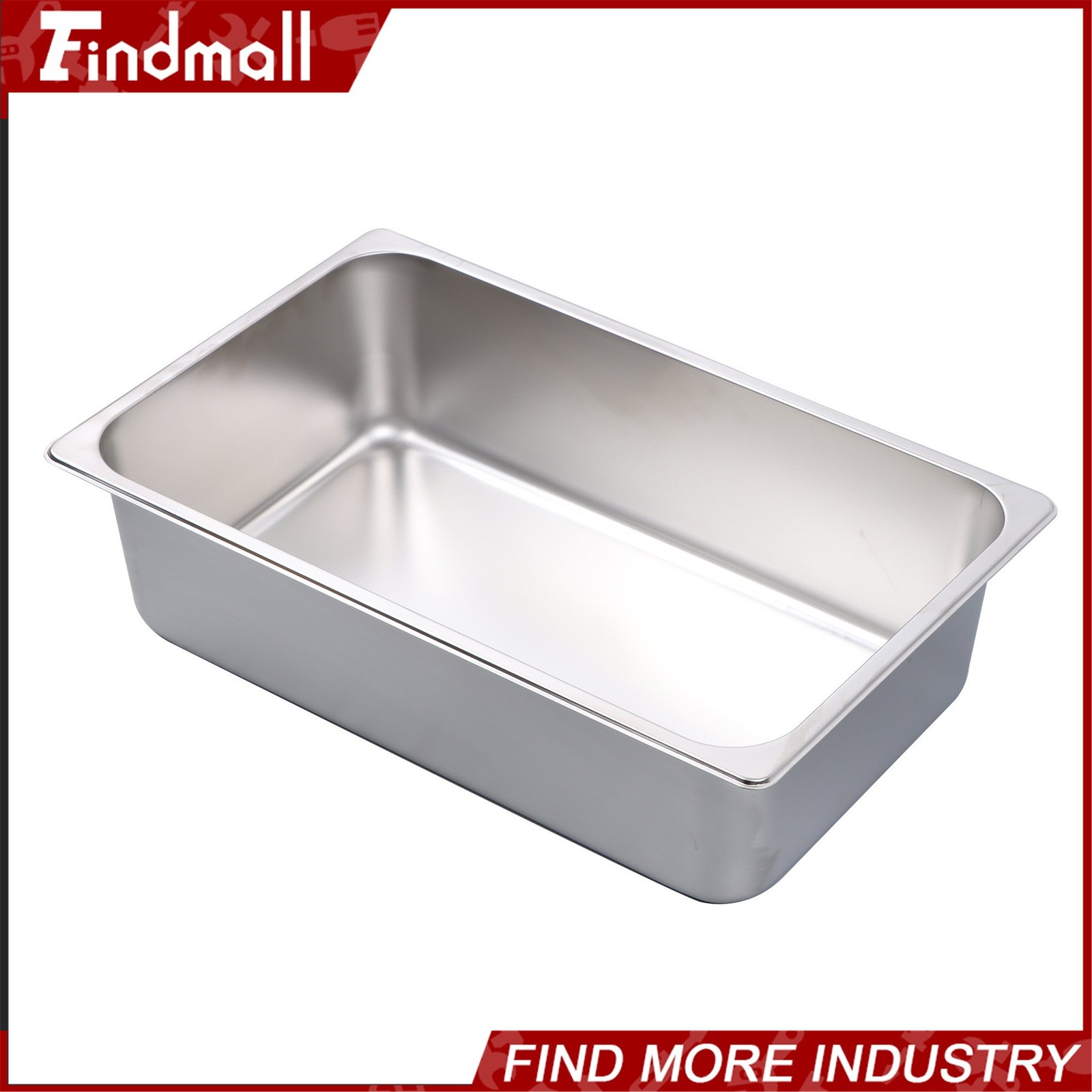 Findmall 2 PCS Full Size 6″ Deep Stainless Steel Steam Prep Table Hotel Food Pan