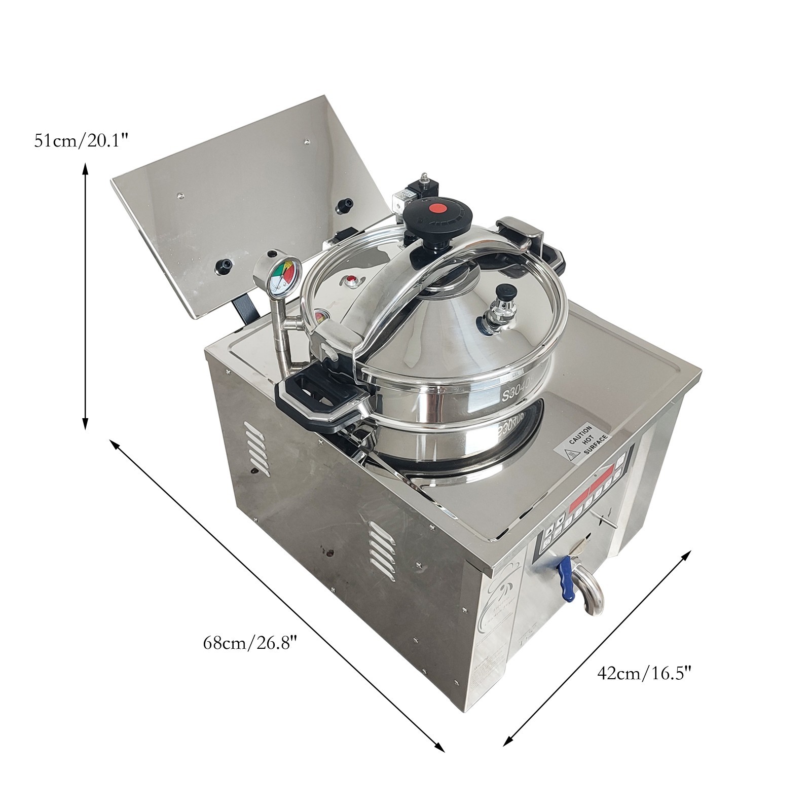 PreAsion® 22L Commercial CNC Pressure Fryer 220V Fried Chicken Stove Deep Fryer