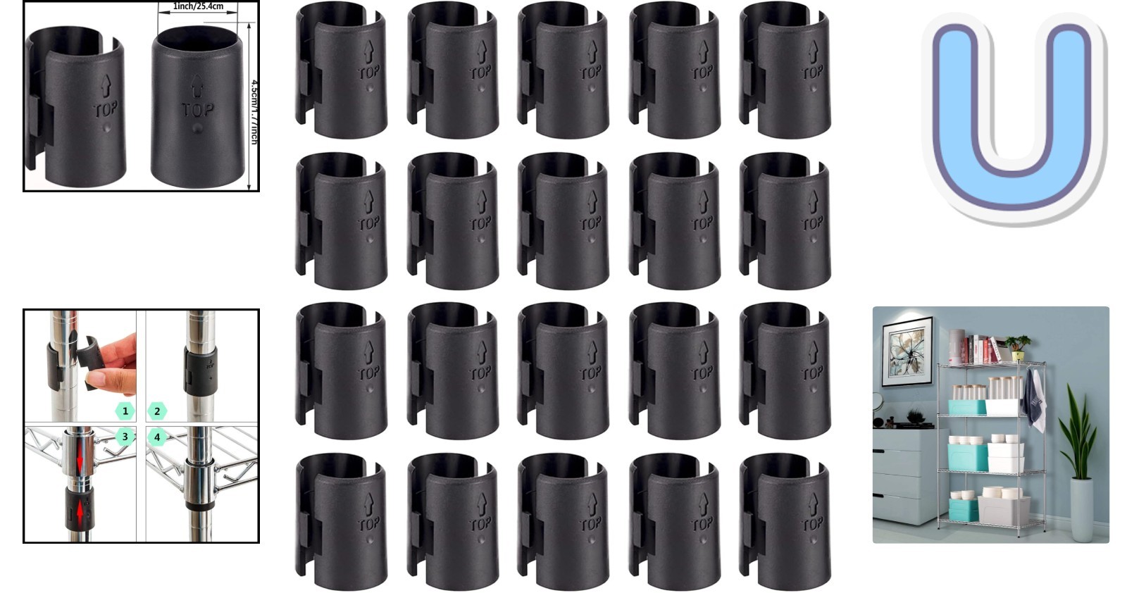 Durable Wire Shelf Clips – 40 Packs (20 Pairs) for Secure Shelving Systems