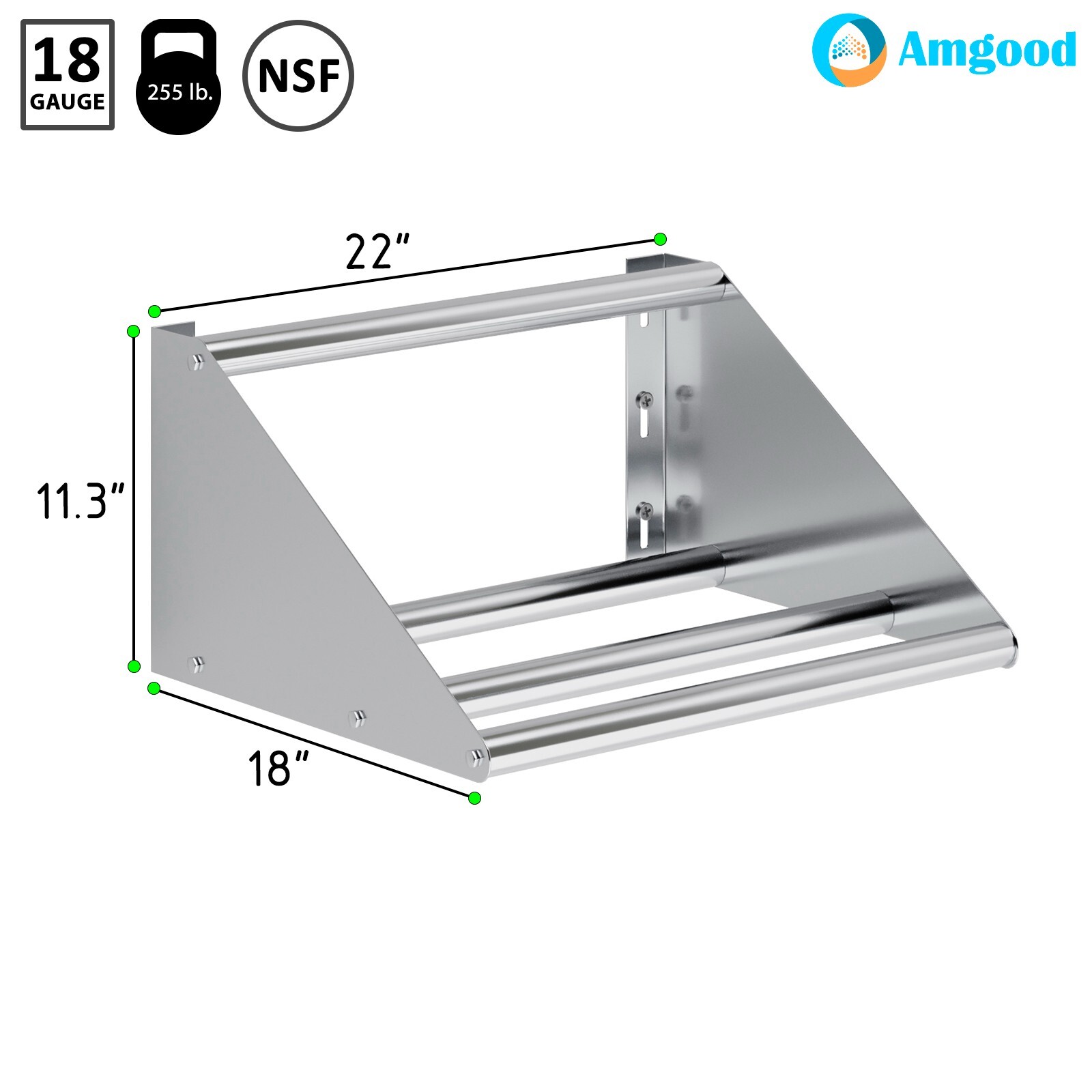 22 in. Stainless Steel Tubular Glass Rack Shelf