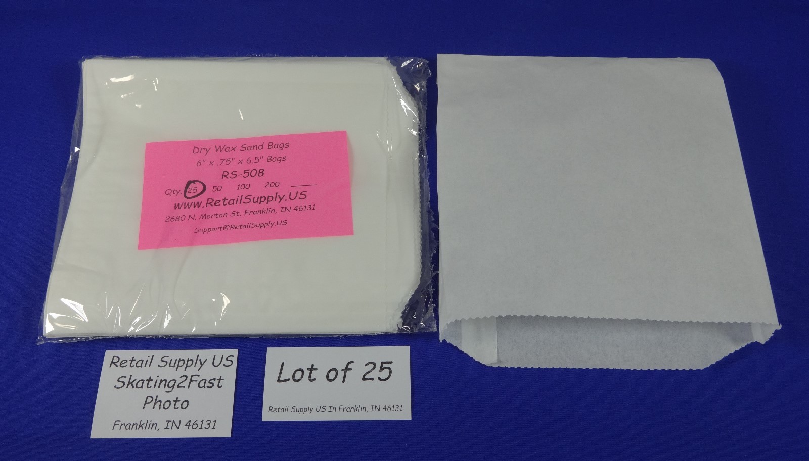 Dry Wax White Paper Sand Bags Concession Machine supplies 6″ x 0.75″ x 6.5″