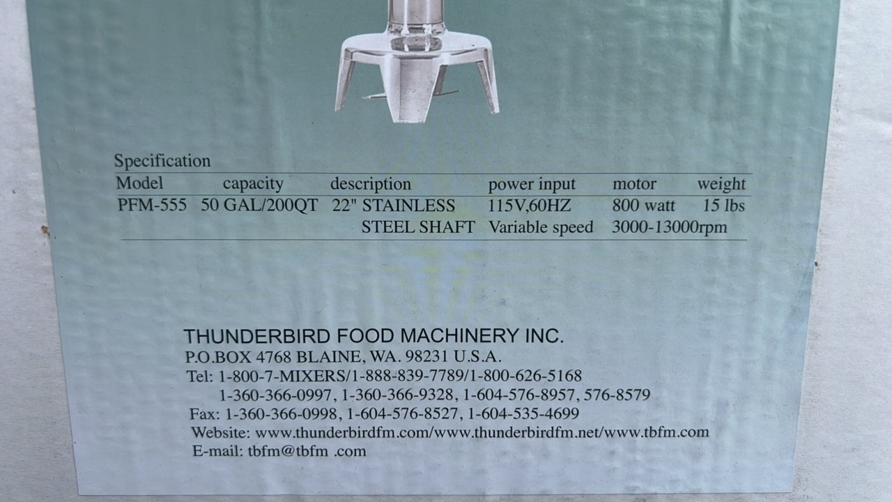 Thunderbird PFM 555 Mixer Immersion Blender Brand New In Box 2365 7E
