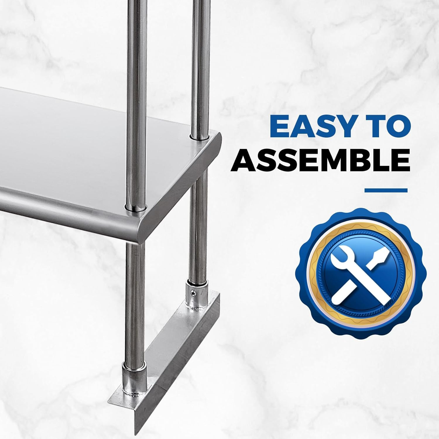 Adjustable Stainless Steel Overshelf 12″x60″ for Kitchen & Utility Room
