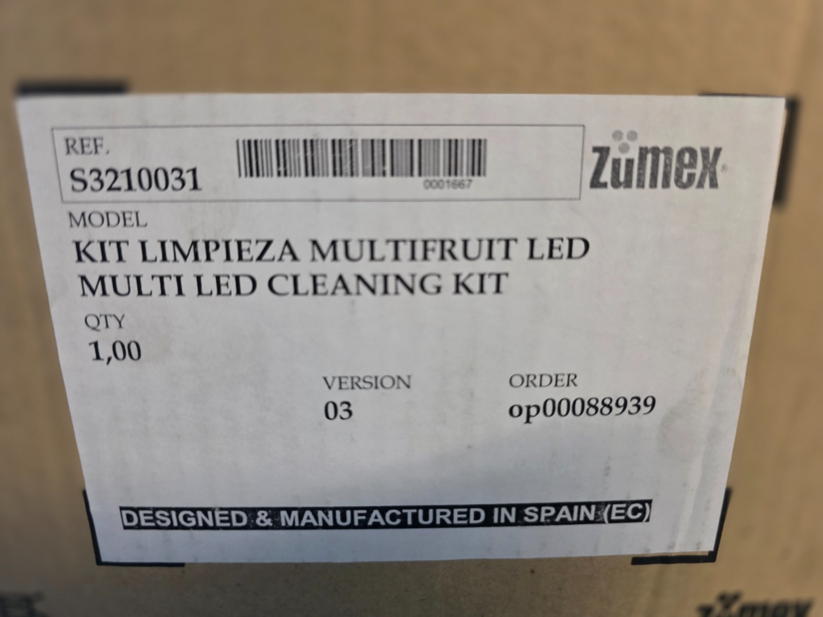 Zumex ZMX32-1003-101 MULTI FRUIT LED CLEANING KIT New in Box
