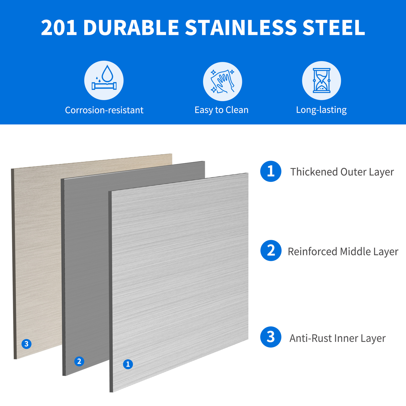 HOMIFLEX 30″ X 24″ Stainless Steel Table 2 Shelves Metal Work Table Prep Table