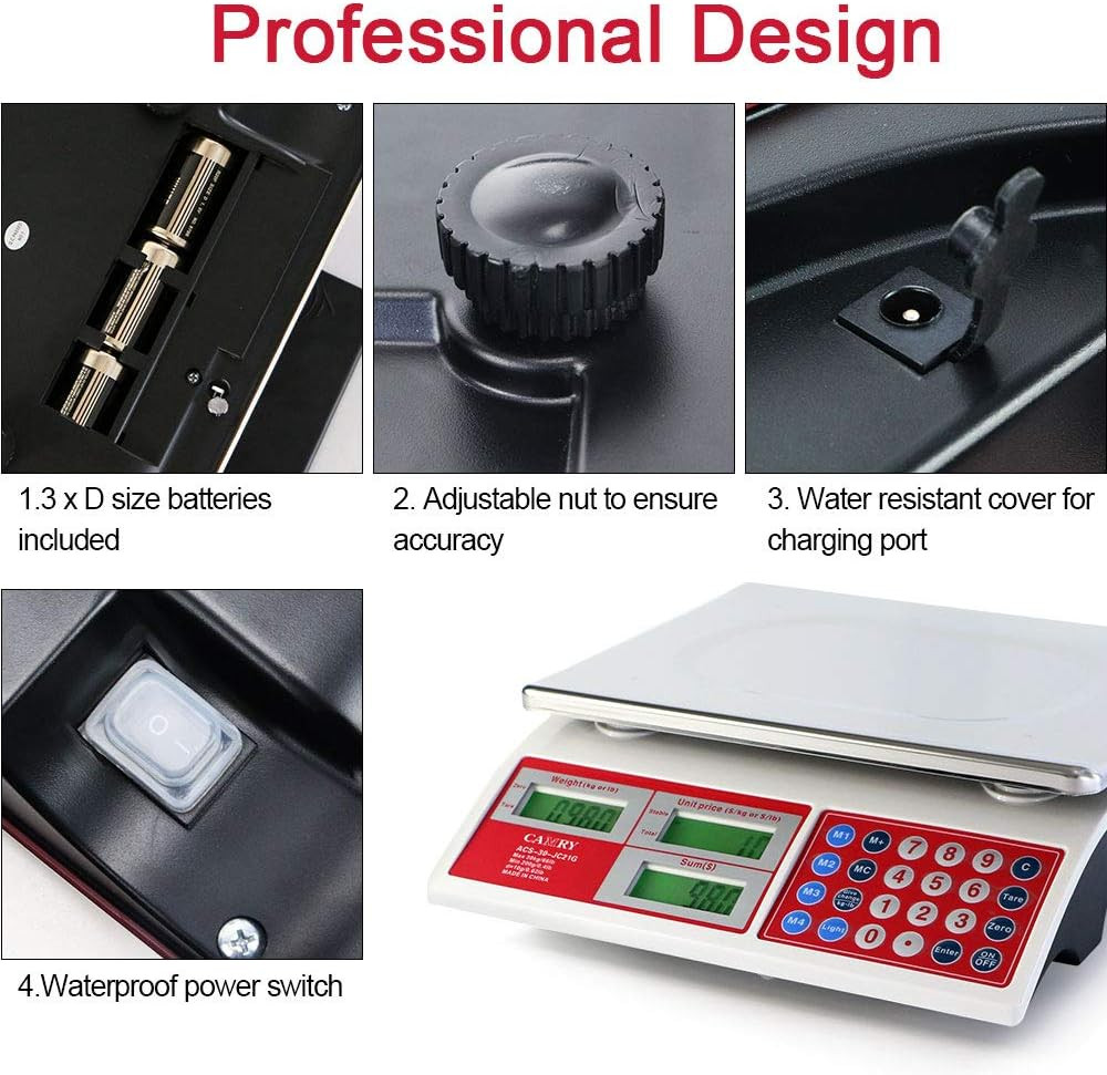 Digital Price Computing Scale 66Lb/30Kg Commercial Produce Scale with Stainless