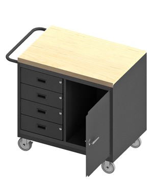 Durham 3121-MT-95, Maple Top, 4 Drawer Mobile Cabinet, 36″ x 24″ x 37″