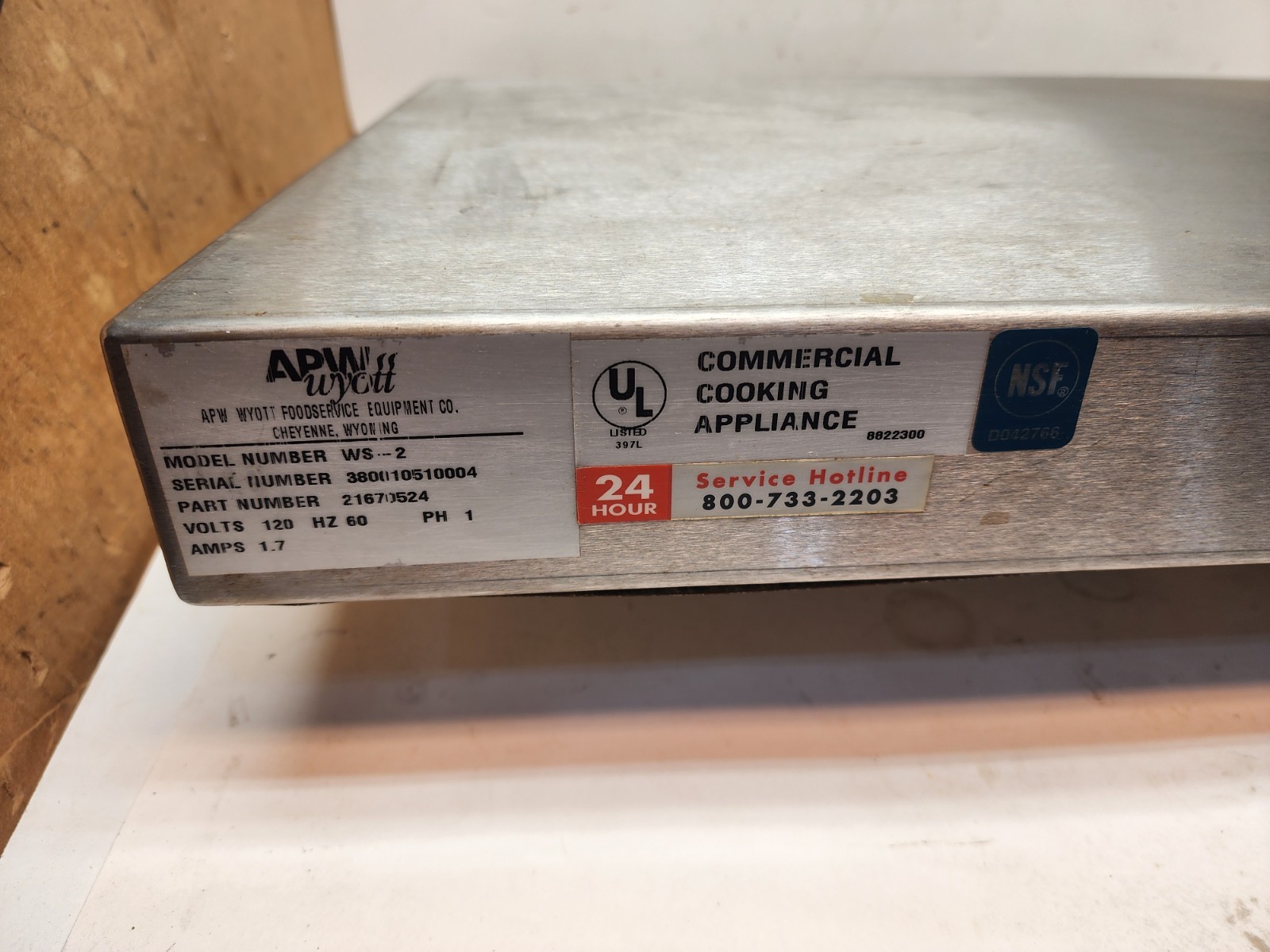 APW Wyott WS-2 stainless Steel Heated Shelf Food Warmer 115v
