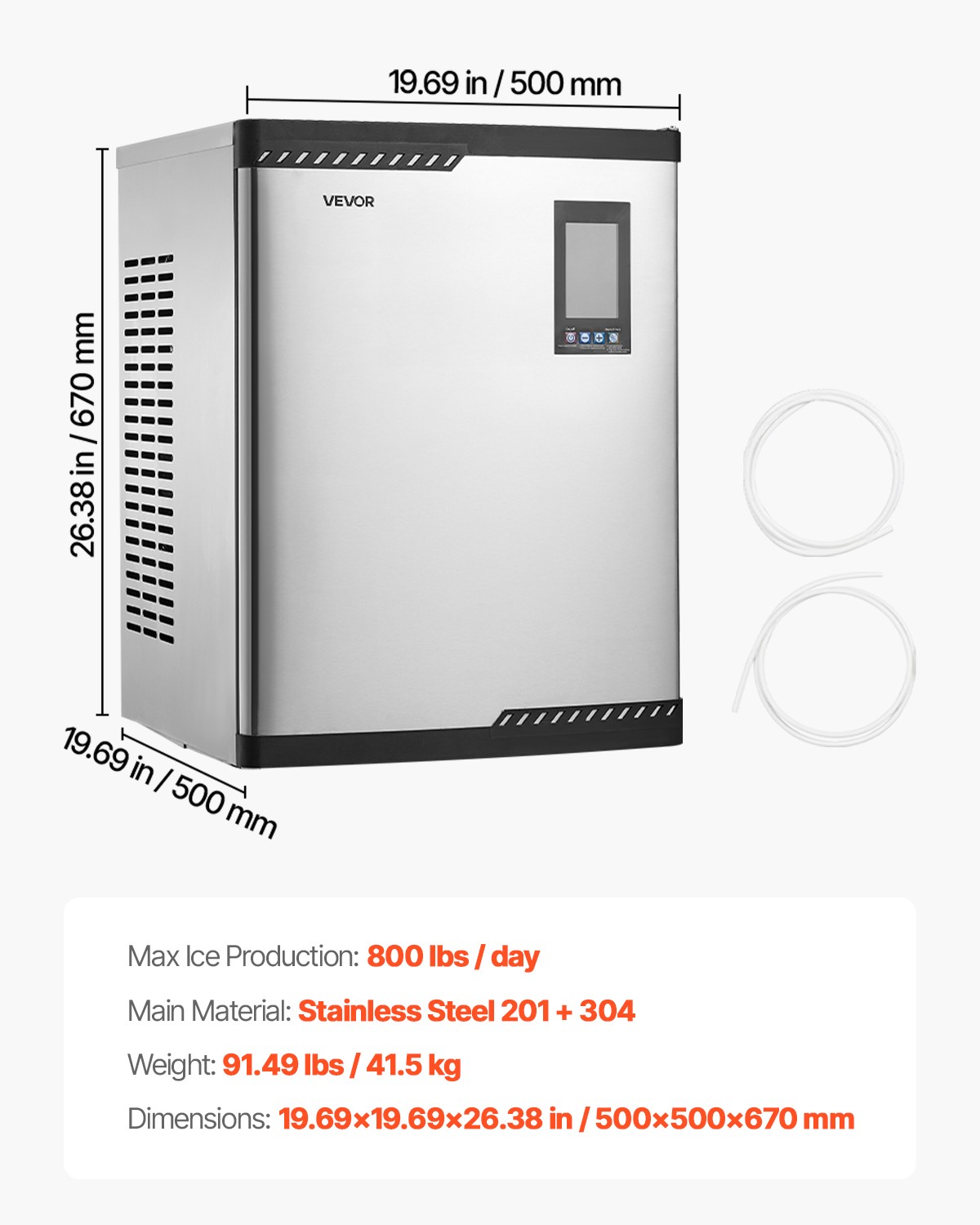 VEVOR Commercial Ice Maker Machine – Head 800 lbs/Day Self-Cleaning Ice Maker