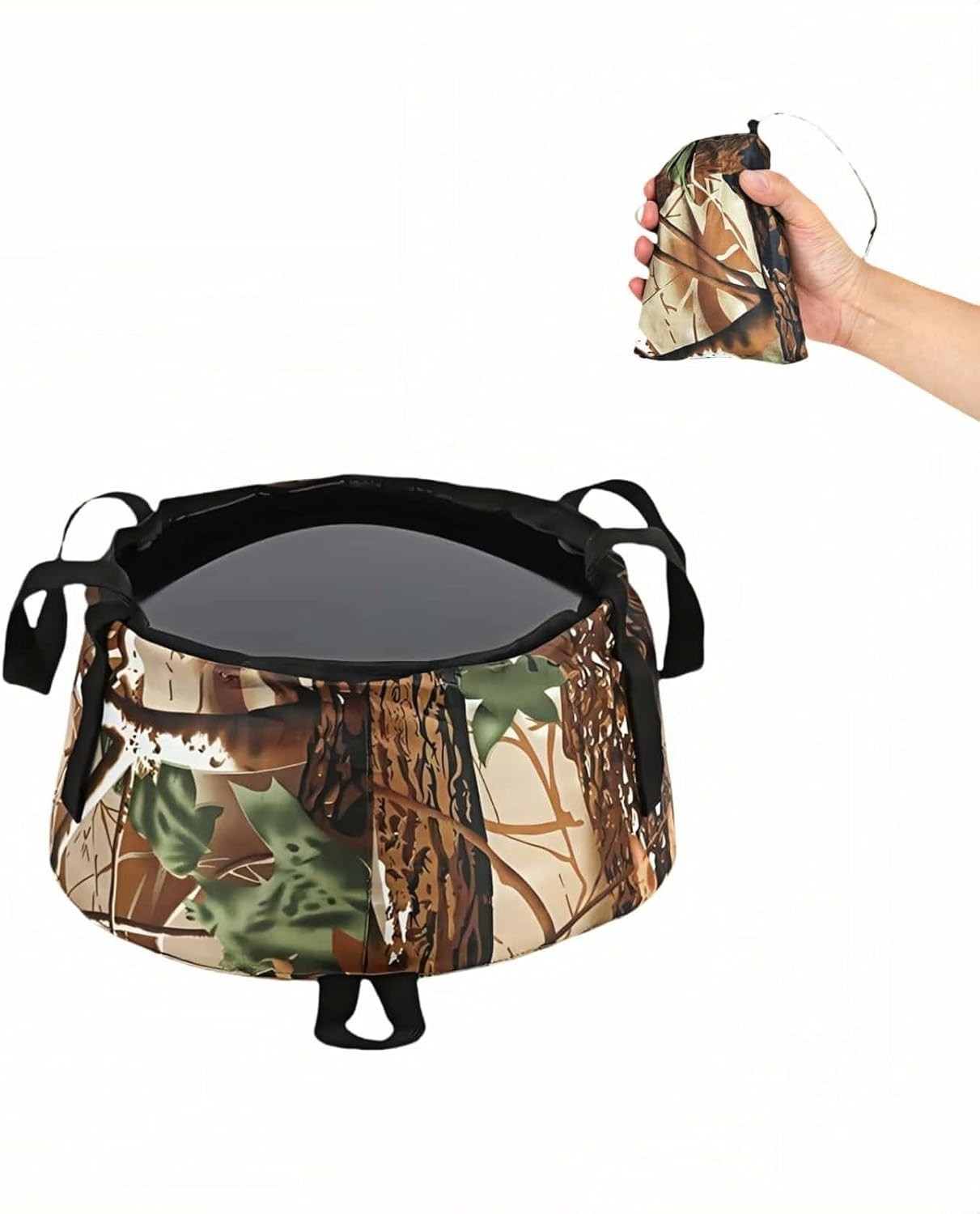 Leakproof Collapsible Basin – Versatile Camouflage Bucket for Camping & Travel