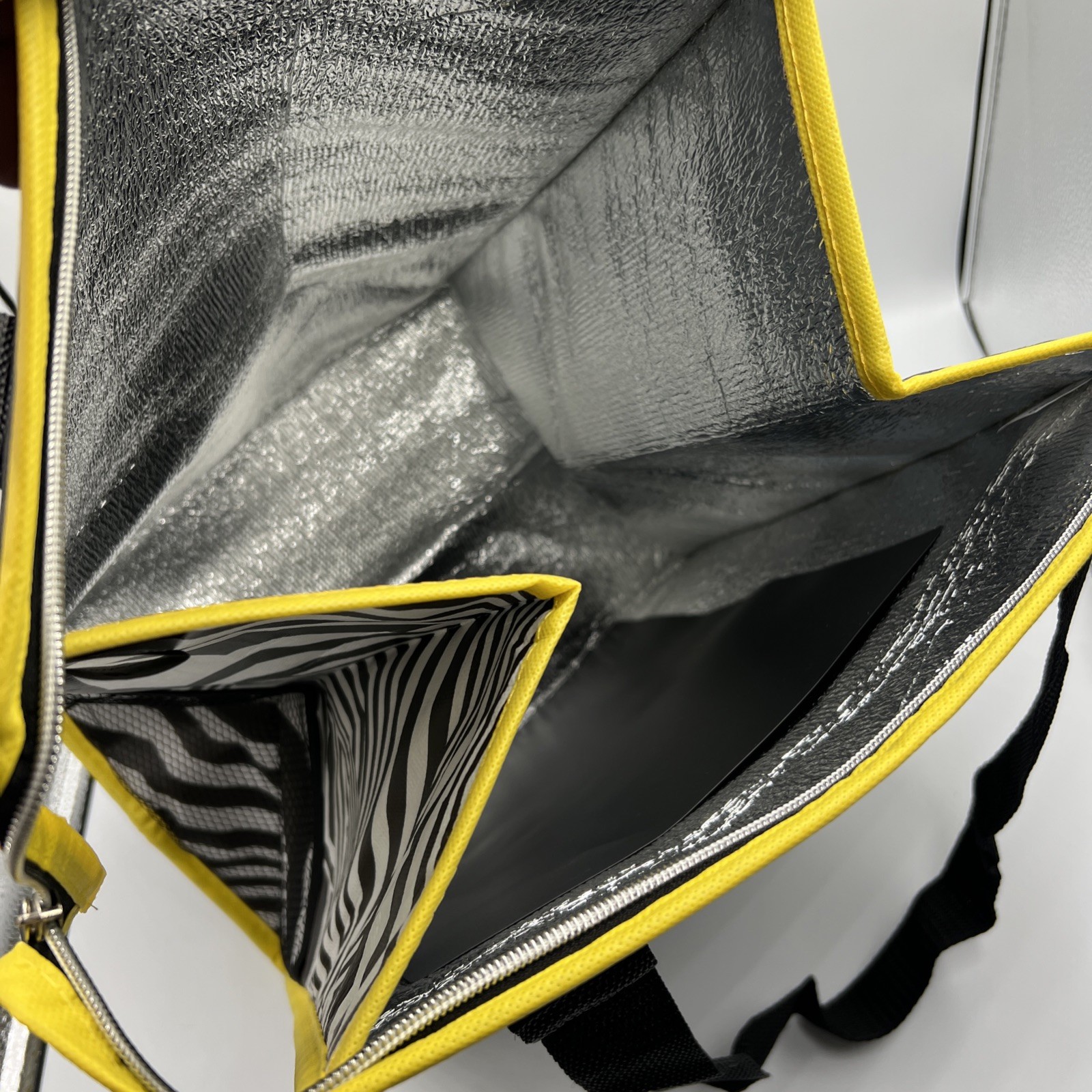 Postmates Bag Insulated Food Delivery Tote Black Yellow Side Mesh Pockets M4