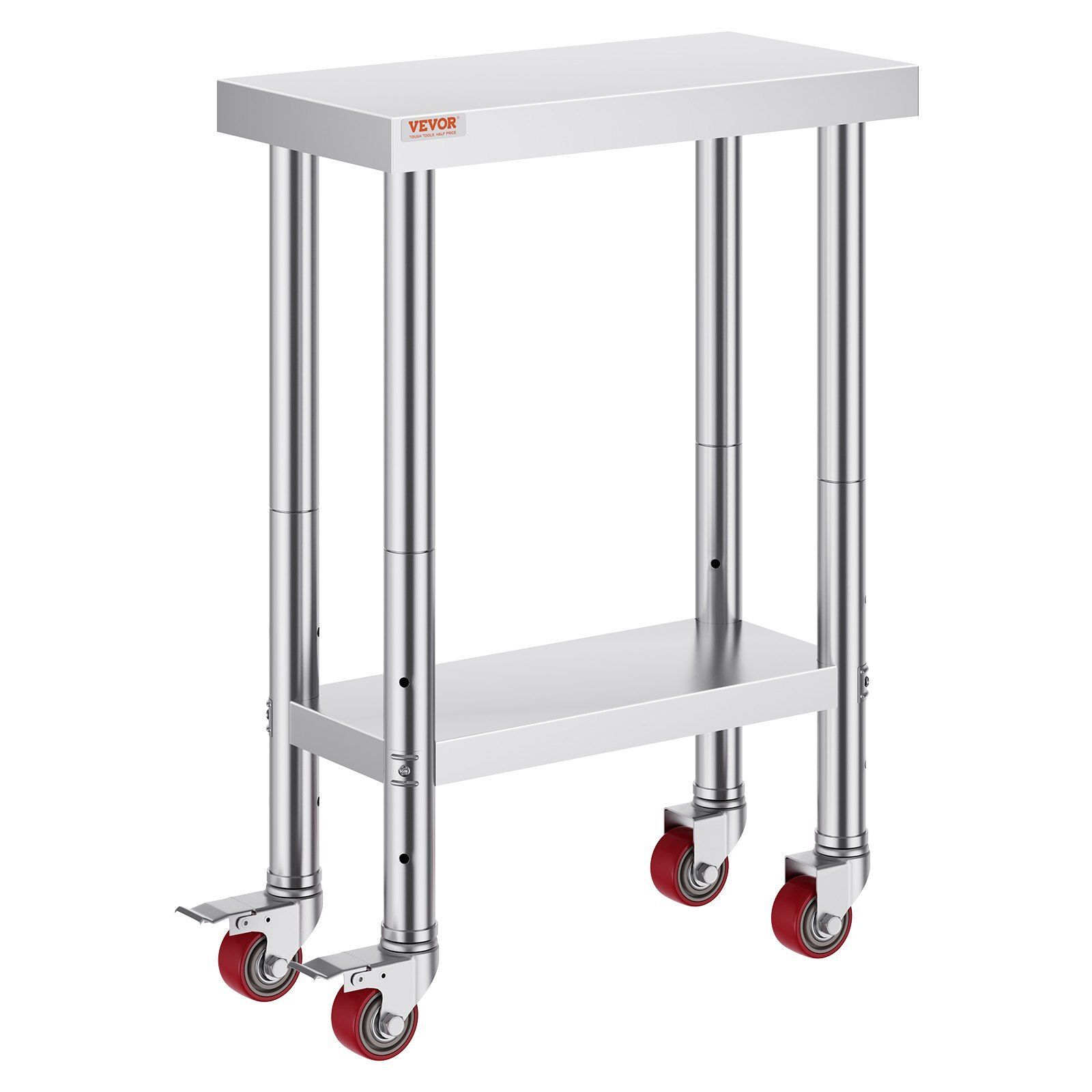 Stainless Steel Work Table w/ Wheels 24x12x32in Heavy Duty Work Table Prep Table