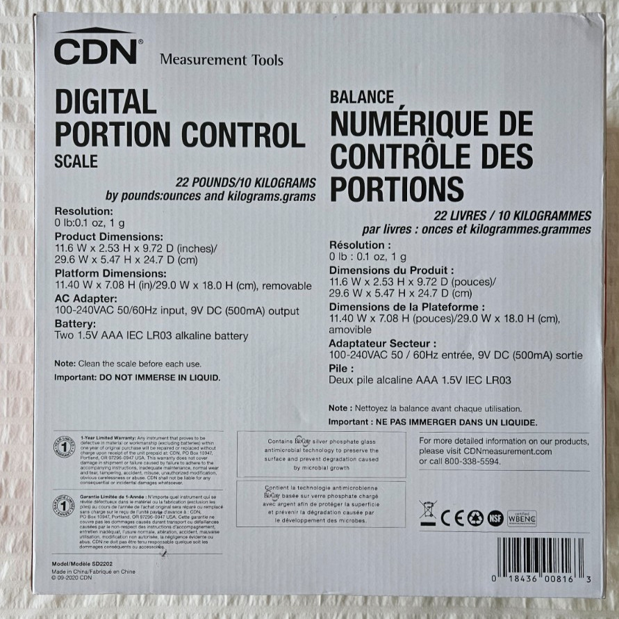 CDN SD2202 – Pro Accurate Digital Portion Control Scale – 22lb