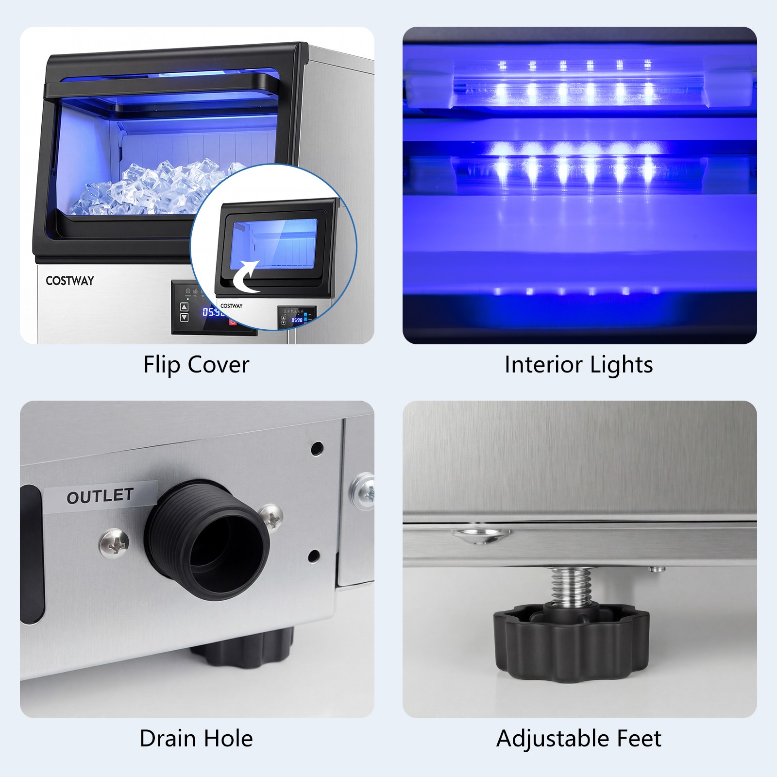 Stainless Steel Ice Maker, Under Counter & Freestanding Ice Making Machine