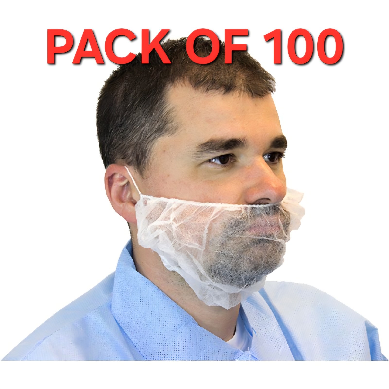 PACK OF 100 PCS DISPOSABLE POLYPROPYLENE BEARD COVERS WHITE 18″ HAIR FACE NET!