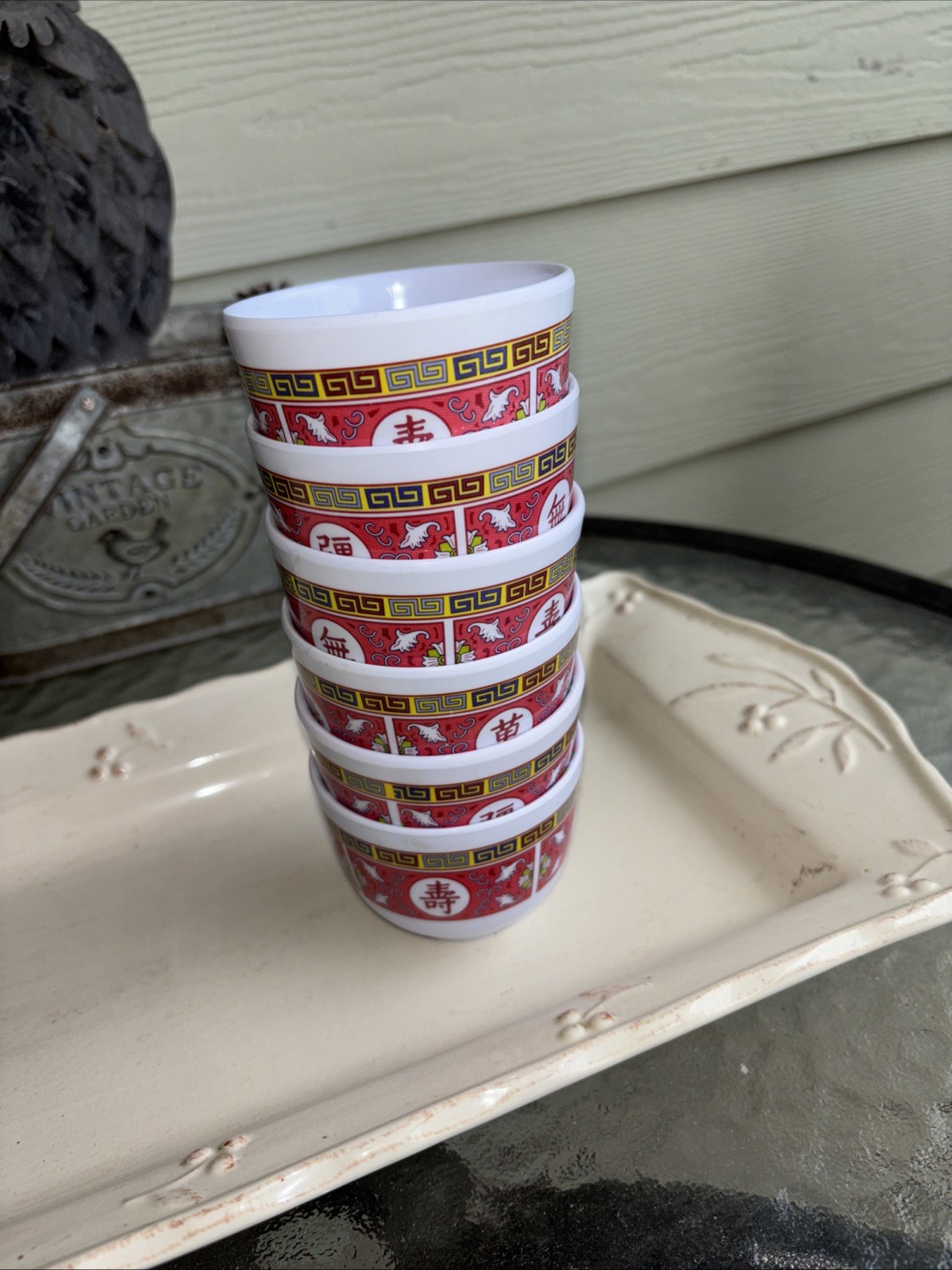 6 Thunder Group Longevity Pattern Melamine Small Sauce Dip Bowls 3 Inch