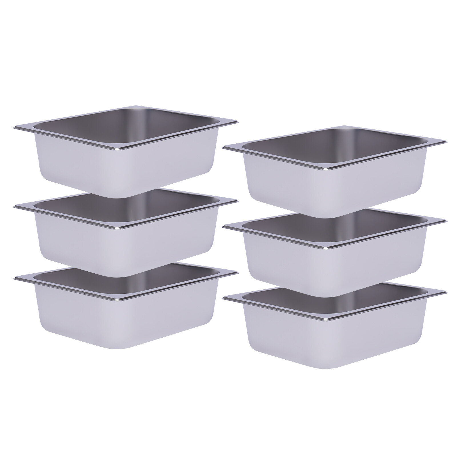 6 Pack 4″ Deep Steam Table Pans Hotel Buffet Food Prep Pan 201 Stainless Steel