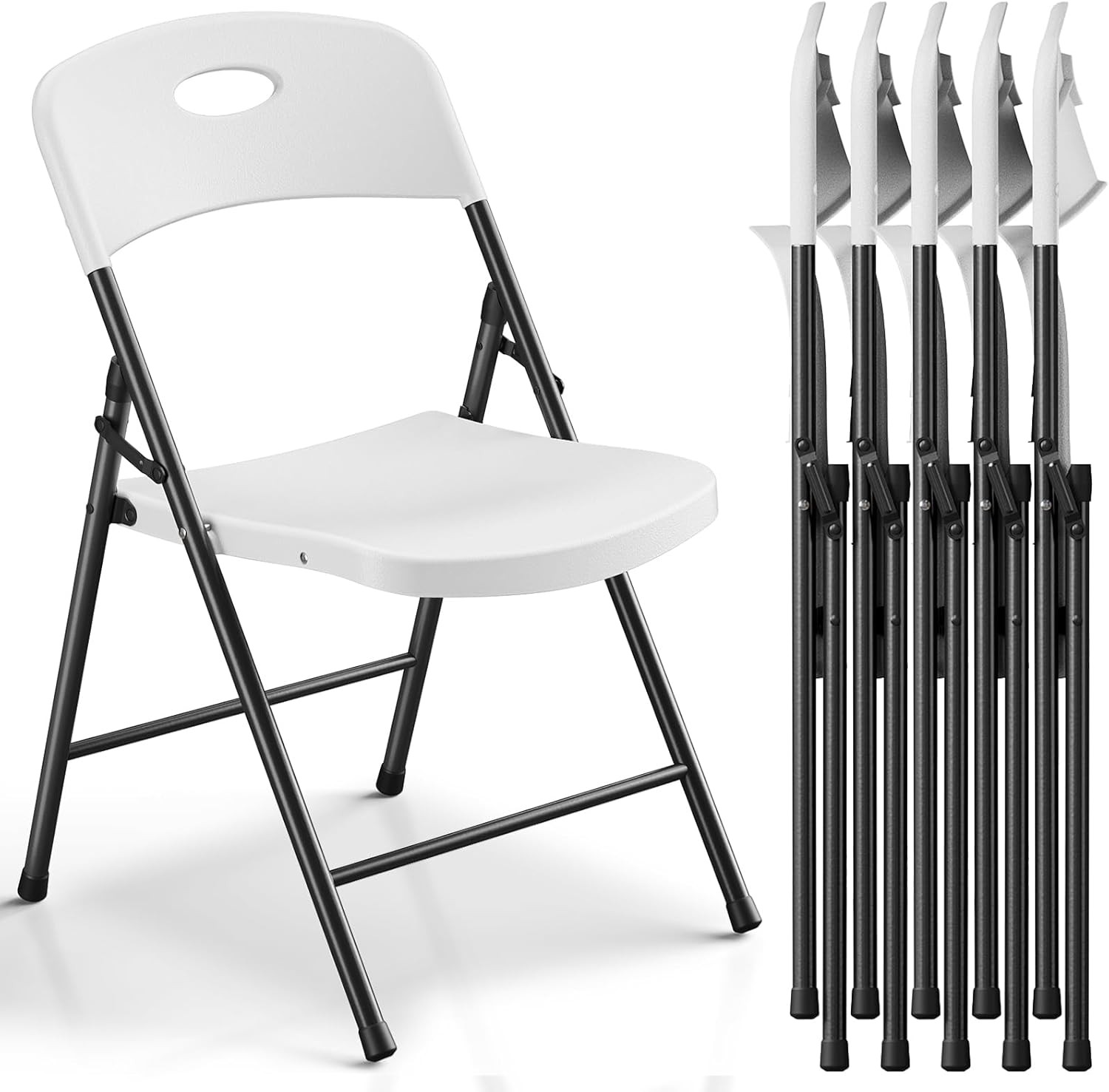 6 Pack, Outdoor Plastic Folding Chairs,Portable Capacity Heavy Duty Foldable