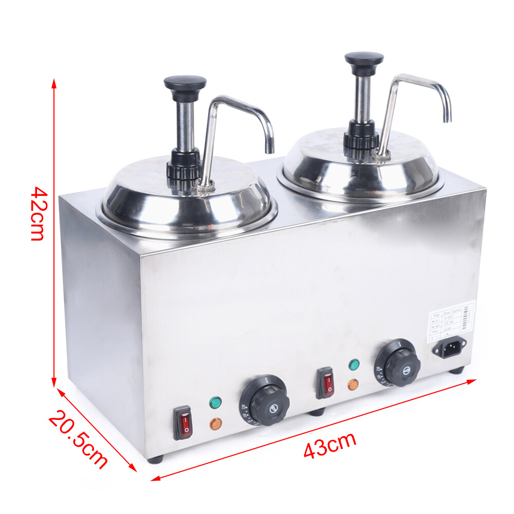 1600W Commercial Hot Fudge Warmer Nacho Cheese Sauce Warmer w/ Pump Dispenser US