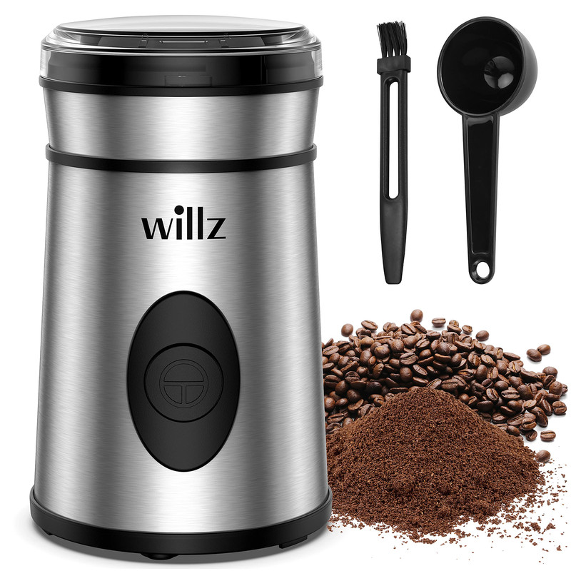 Willz Electric Coffee Grinder For Coffee Beans Spices Herbs Easy On/Off Button